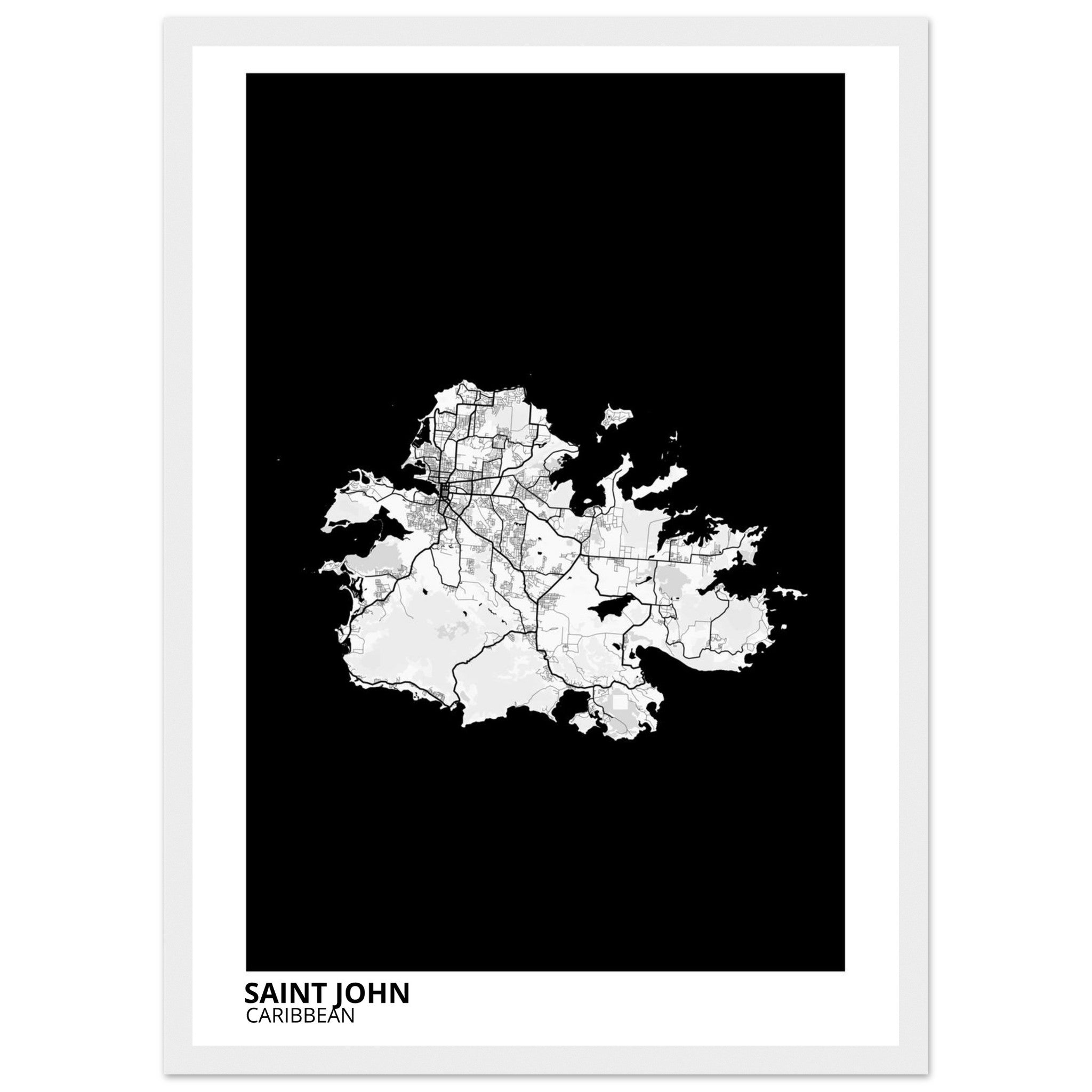 Saint John Caribbean City Map Poster | Custom Map Art Print - Ink And Atlas