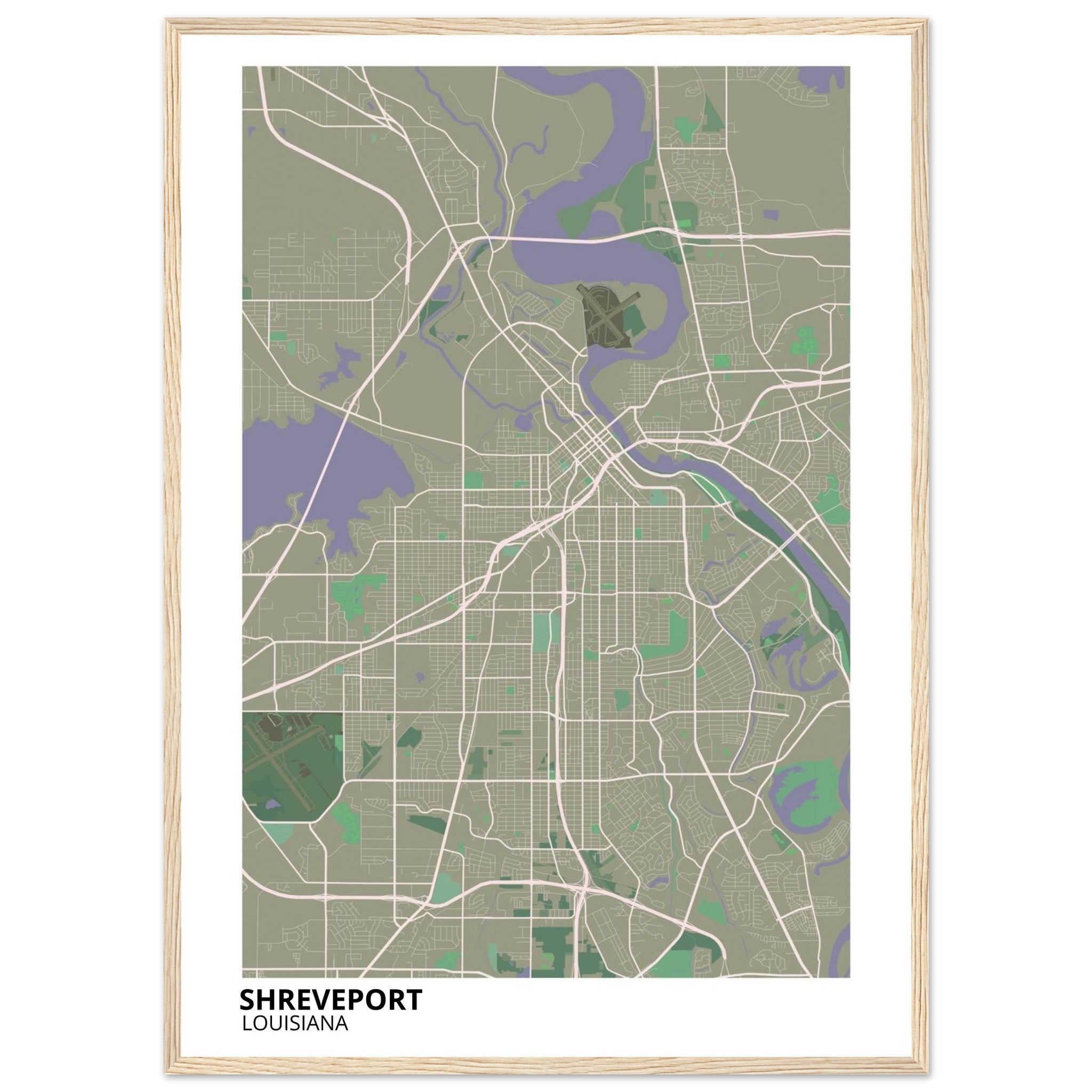Shreveport Louisiana City Map Poster | Custom Map Art Print - Ink And Atlas