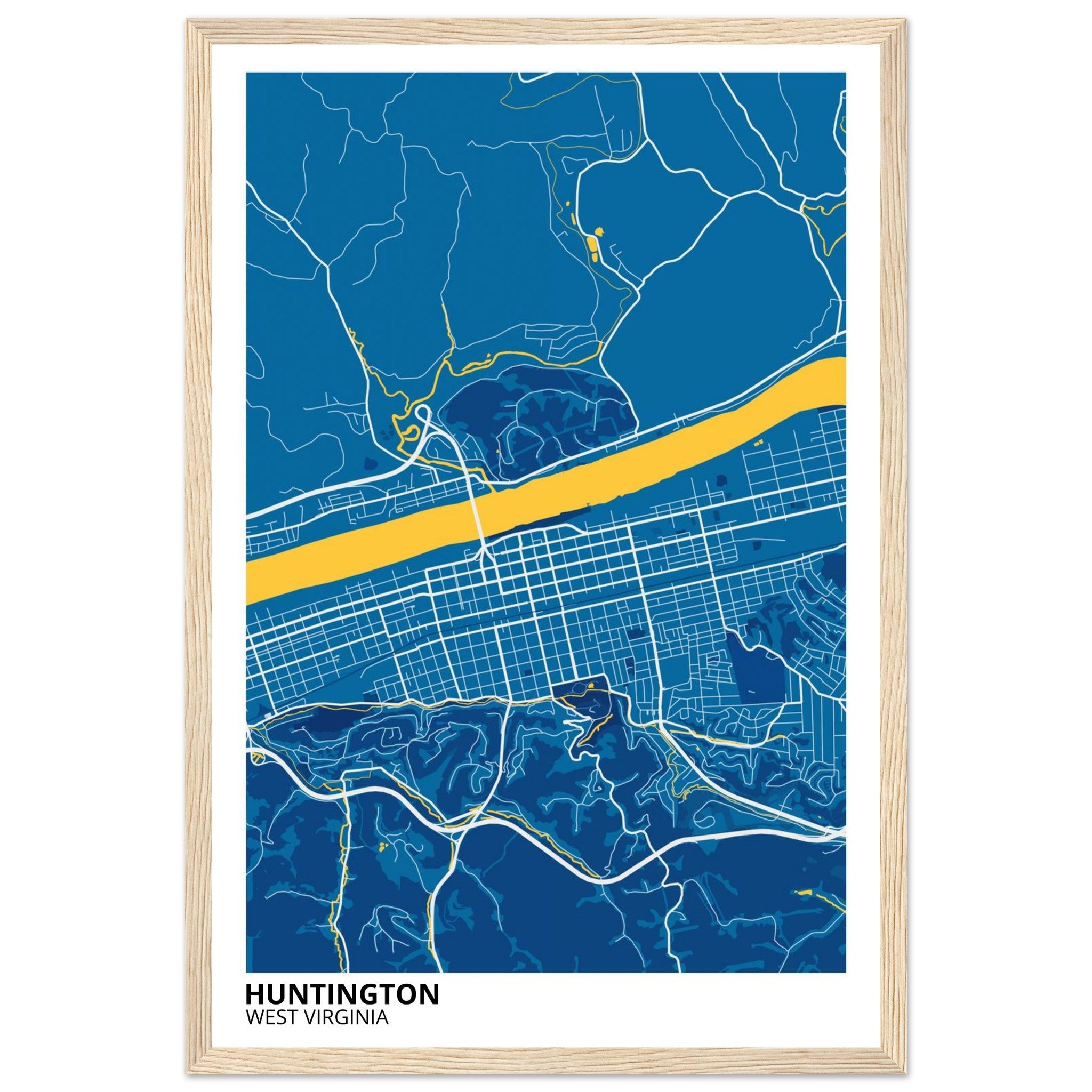Huntington West Virginia City Map Poster | Custom Map Art Print - Ink And Atlas