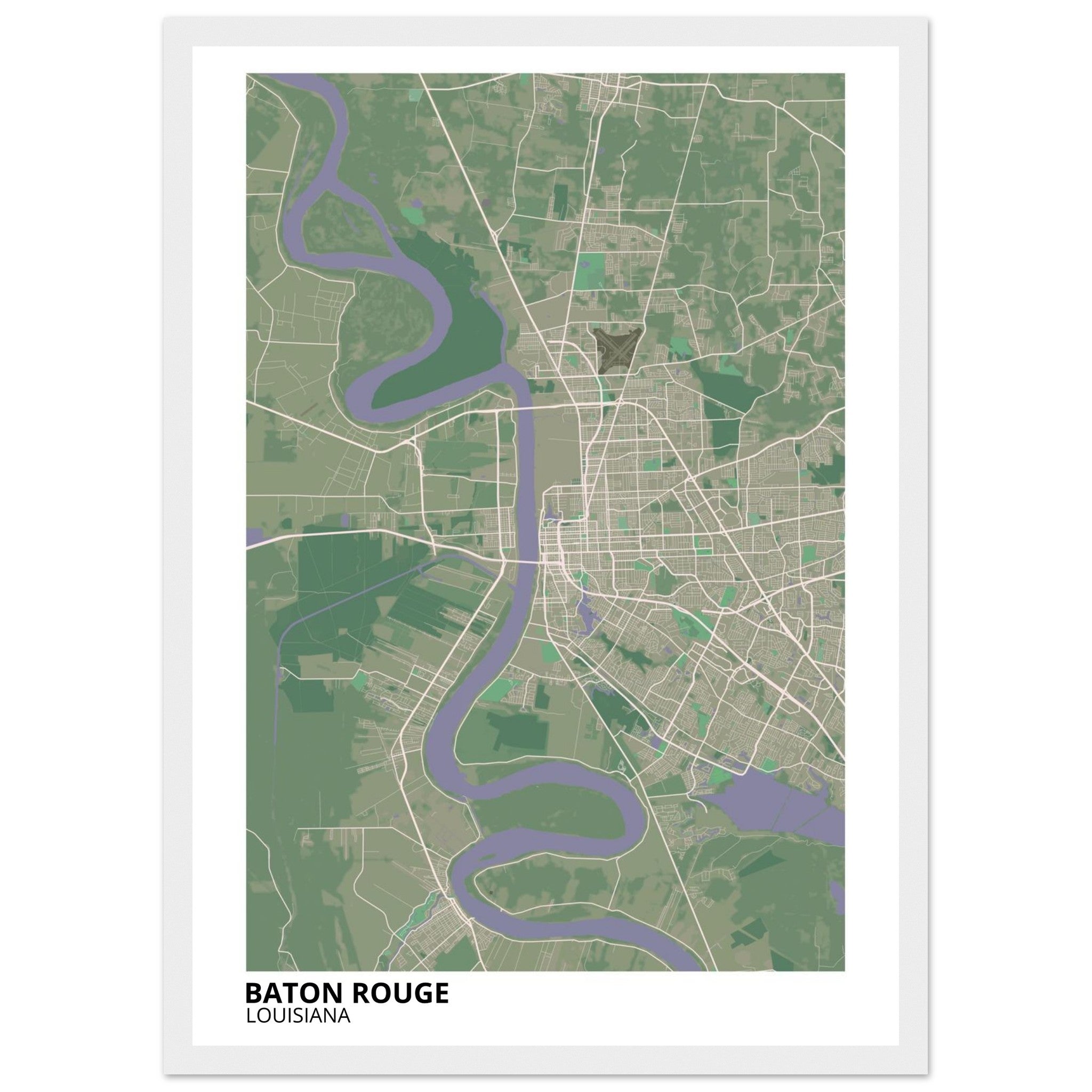 baton rouge map poster print