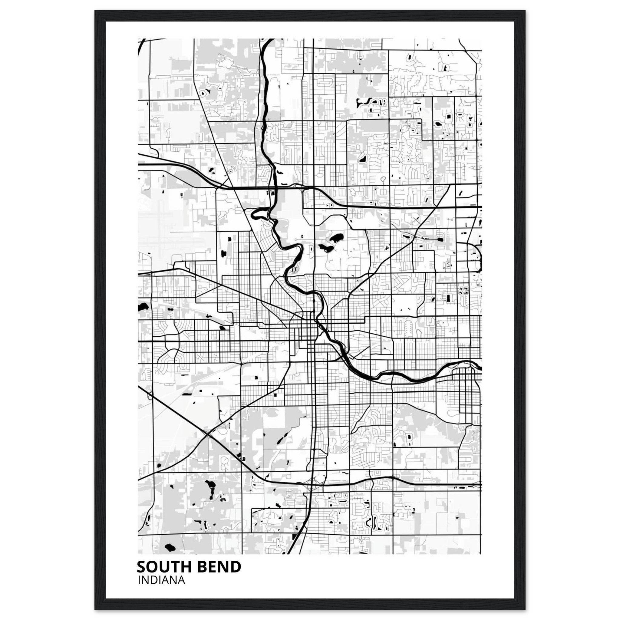 South Bend Indiana City Map Poster | Custom Map Art Print - Ink And Atlas