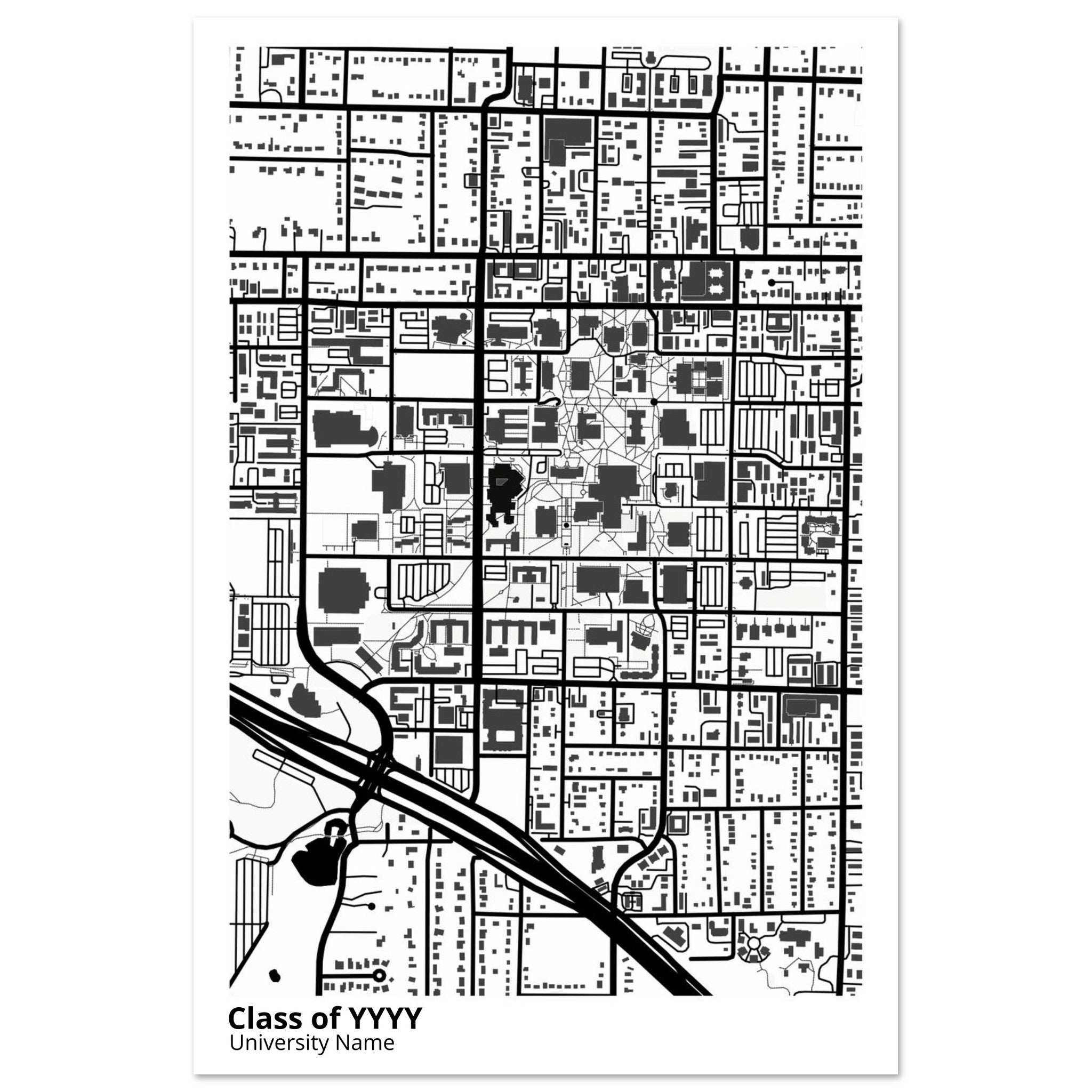 custom modern campus map print