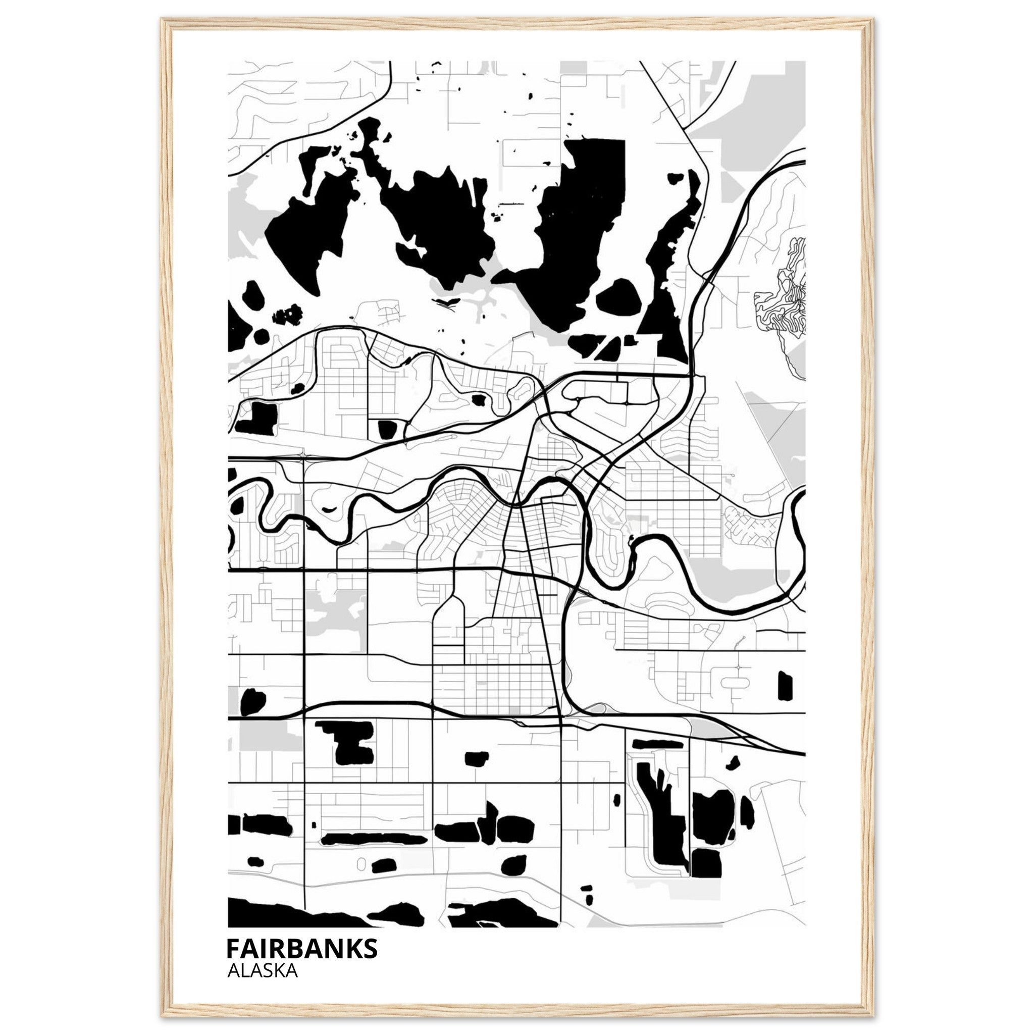 Fairbanks Alaska City Map Poster | Custom Map Art Print - Ink And Atlas