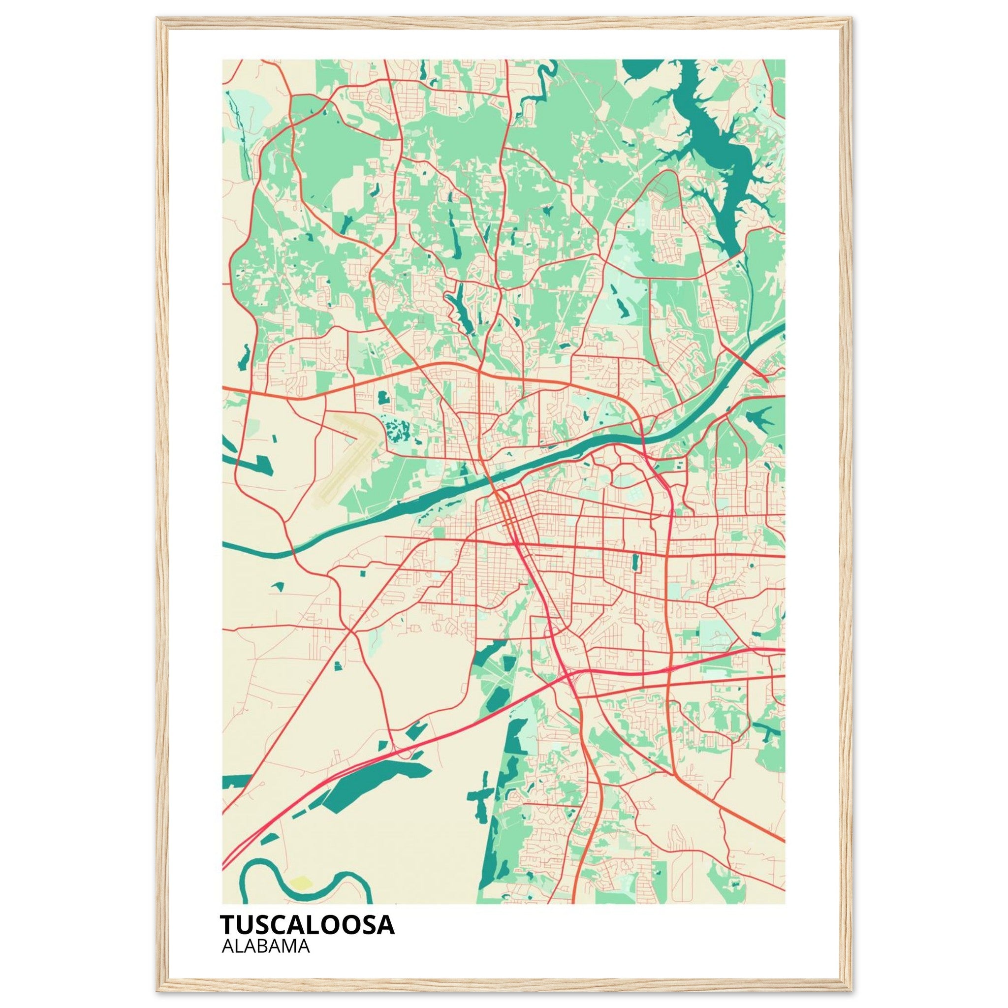 Tuscaloosa Alabama City Map Poster | Custom Map Art Print - Ink And Atlas