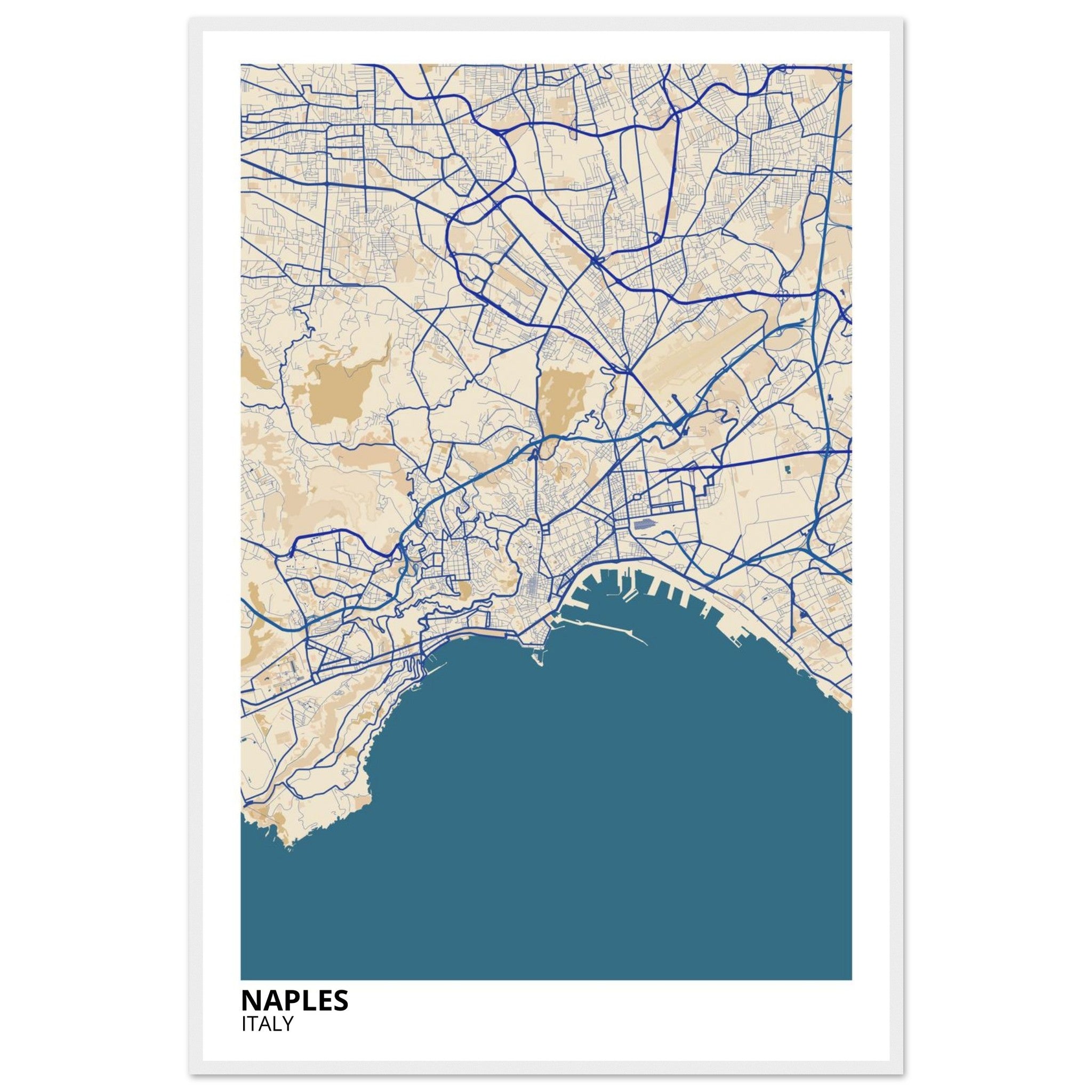Naples Italy City Map Poster | Custom Map Art Print - Ink And Atlas