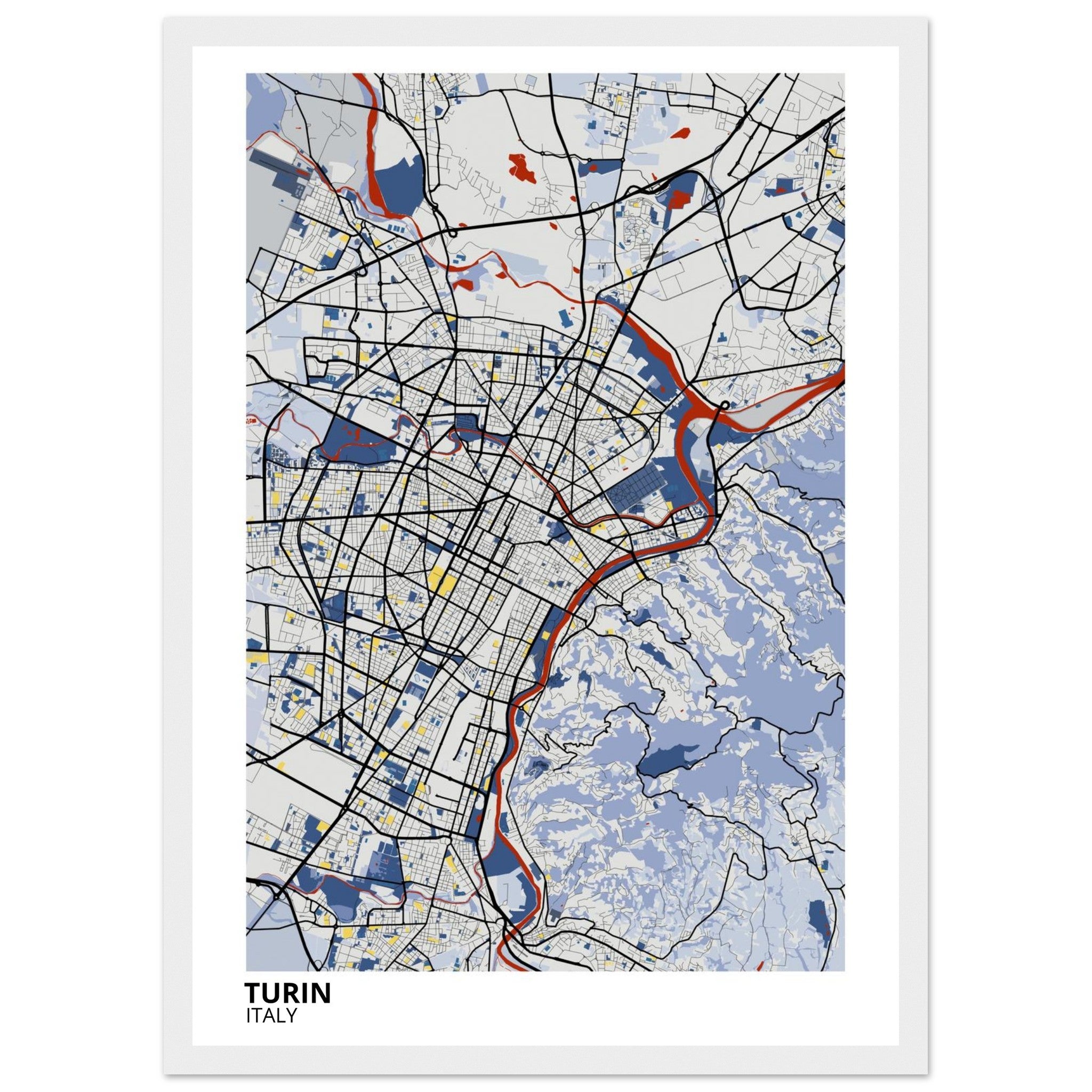 Turin Italy City Map Poster | Custom Map Art Print - Ink And Atlas