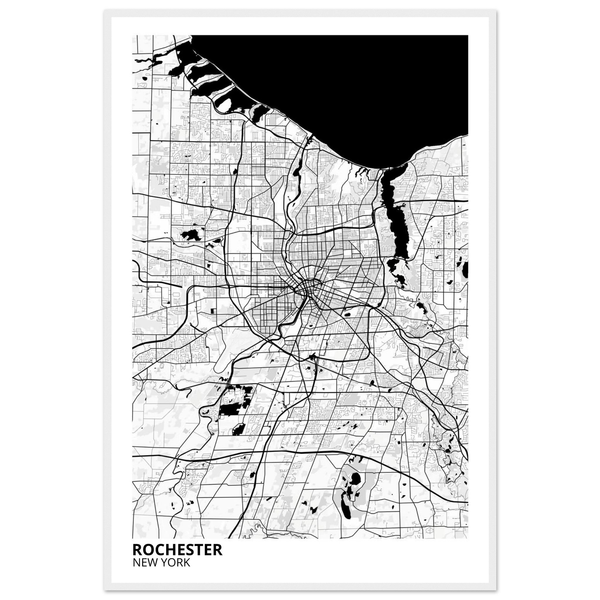 rochester map poster print