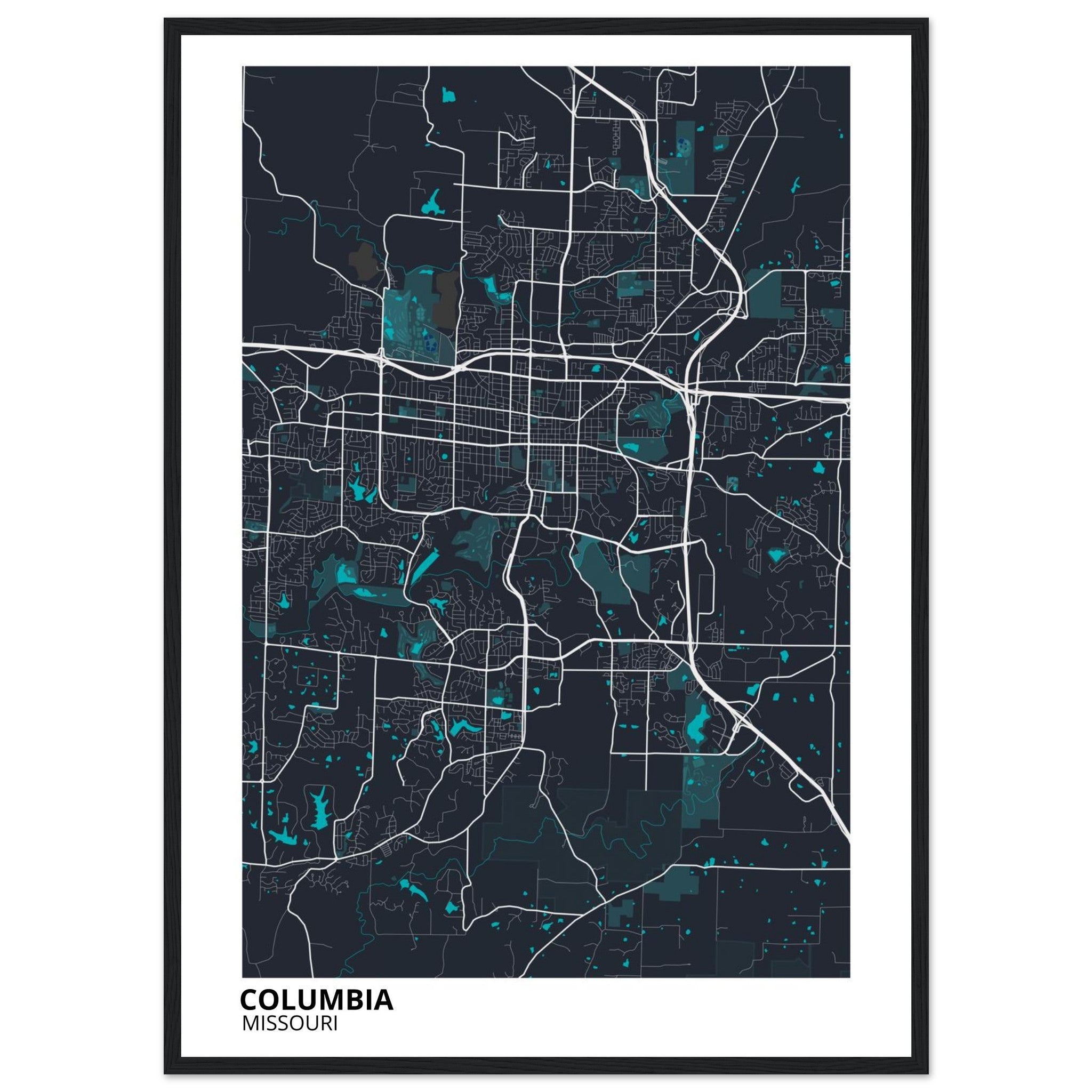 Columbia Missouri City Map Poster | Custom Map Art Print - Ink And Atlas