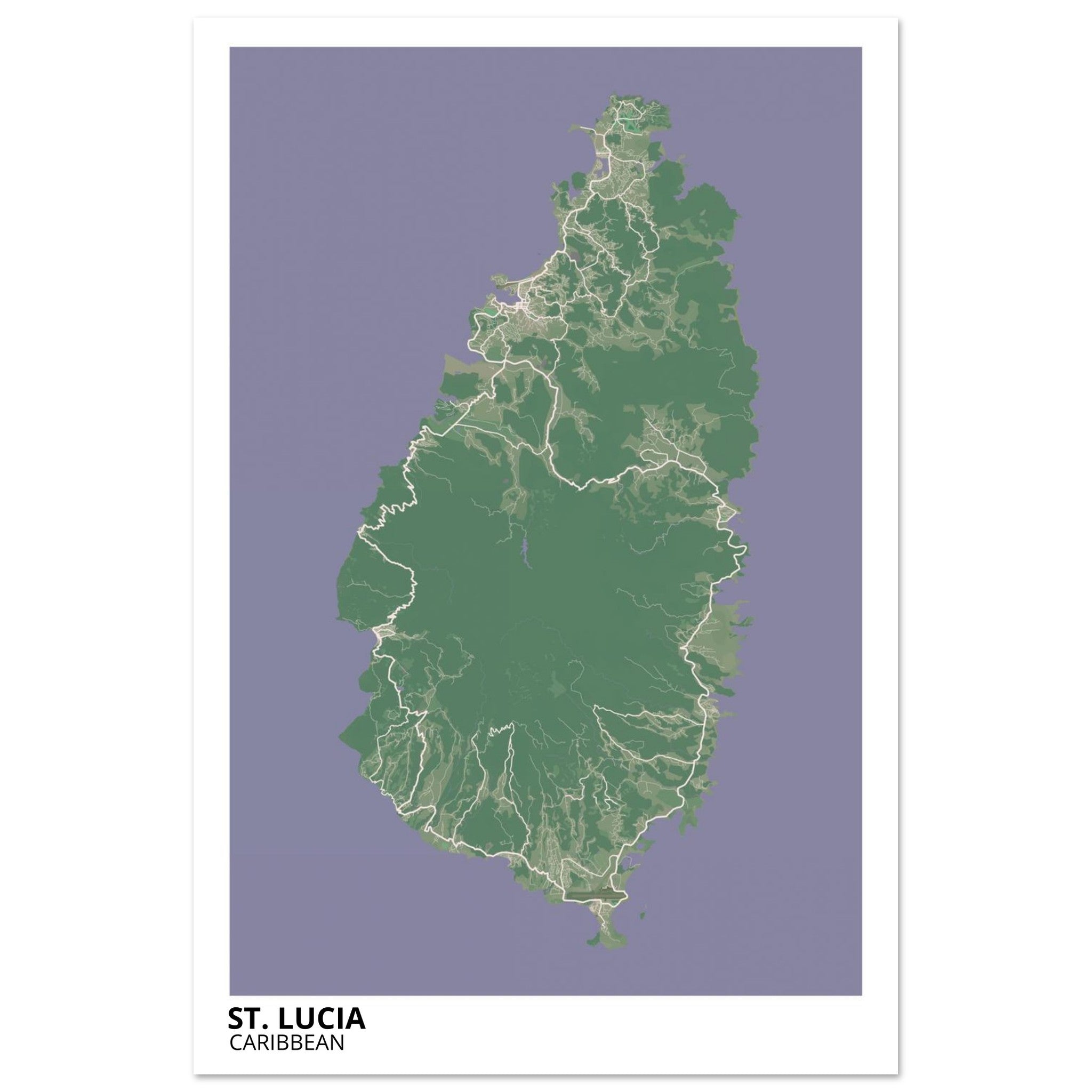 St. Lucia Caribbean City Map Poster | Custom Map Art Print - Ink And Atlas