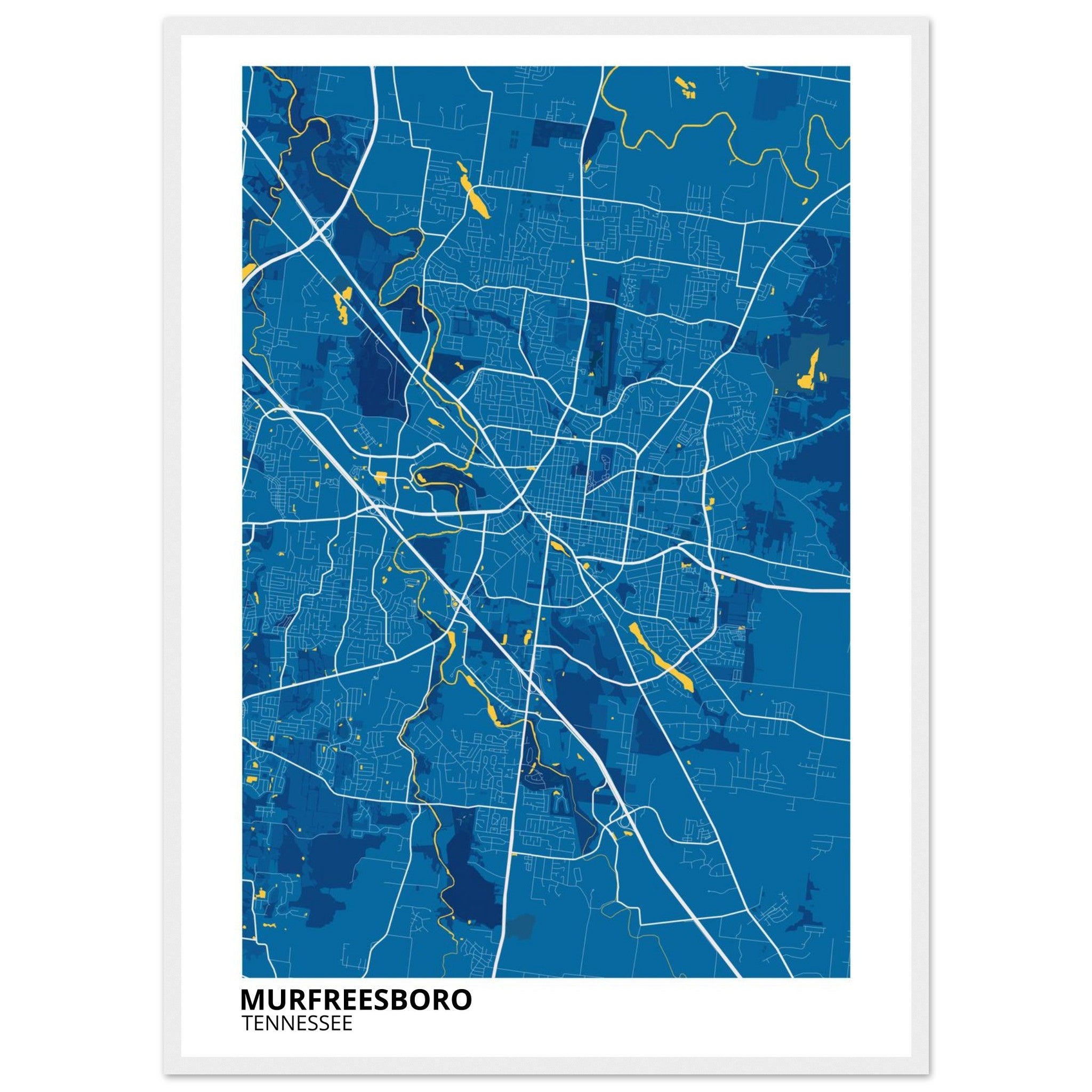 murfreesboro tennessee modern city map print