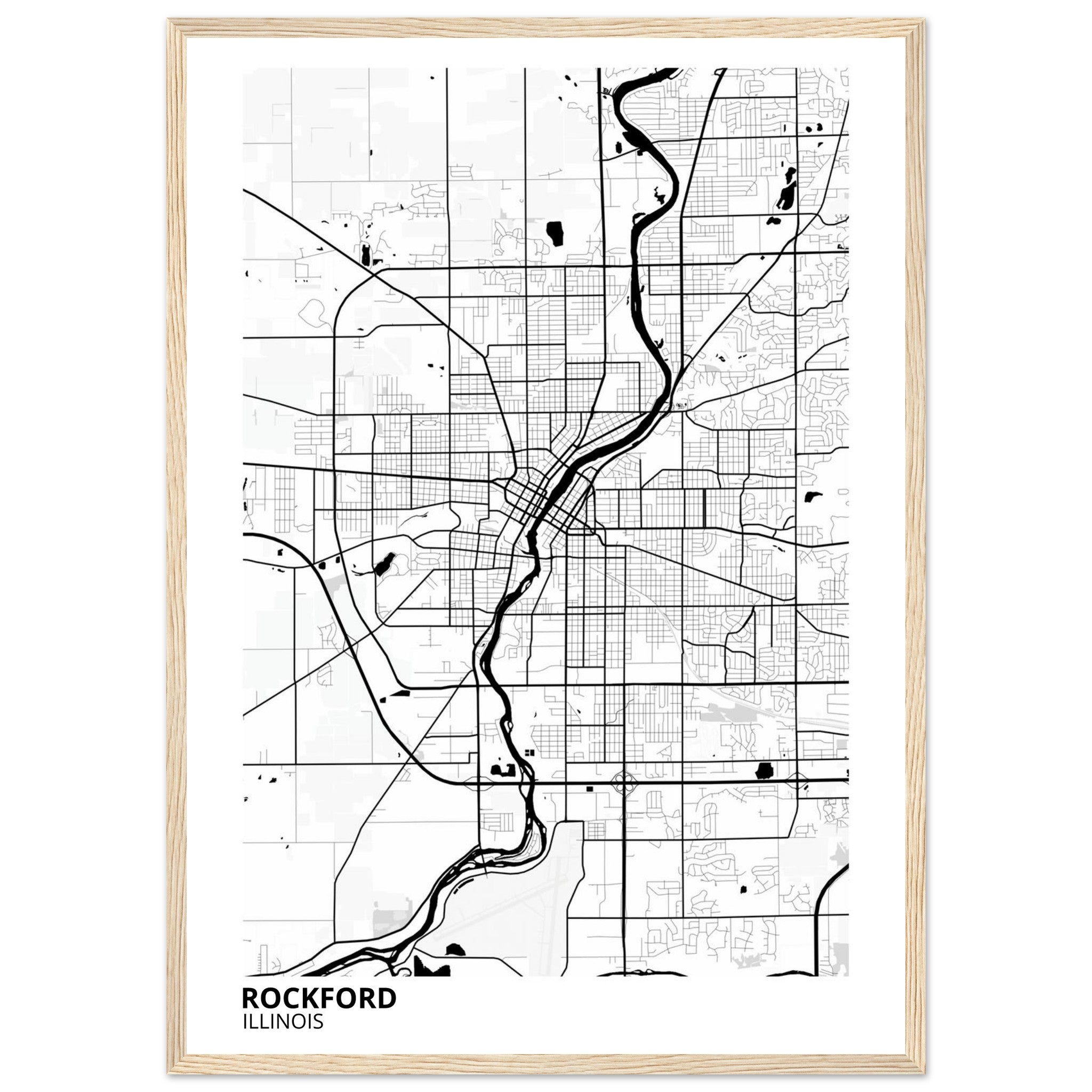 Rockford Illinois City Map Poster | Custom Map Art Print - Ink And Atlas