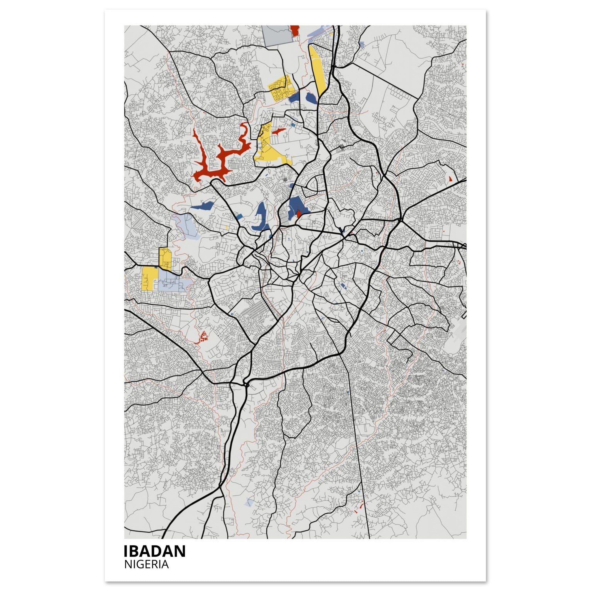 Ibadan Nigeria City Map Poster | Custom Map Art Print - Ink And Atlas