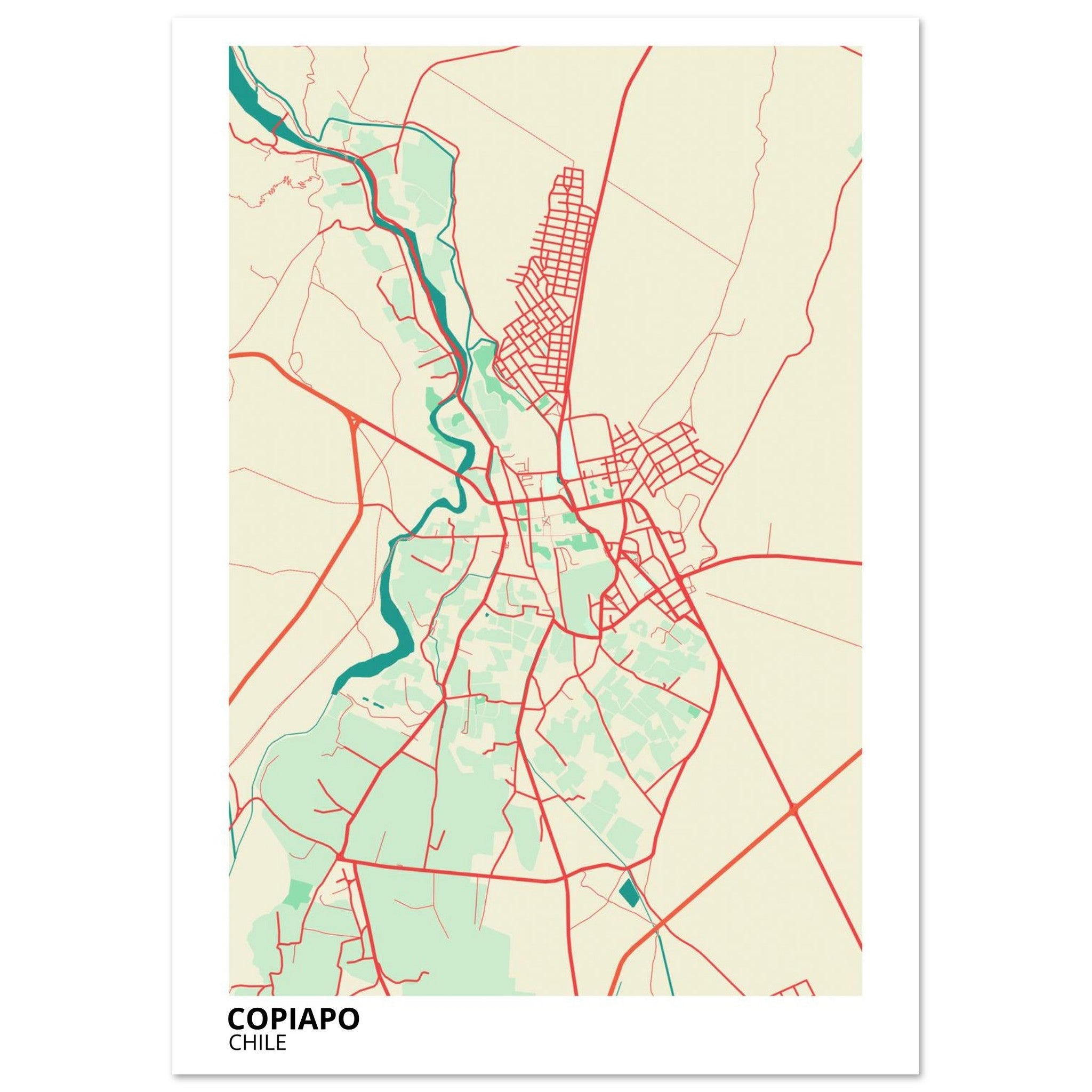 Copiapo Chile City Map Poster | Custom Map Art Print - Ink And Atlas