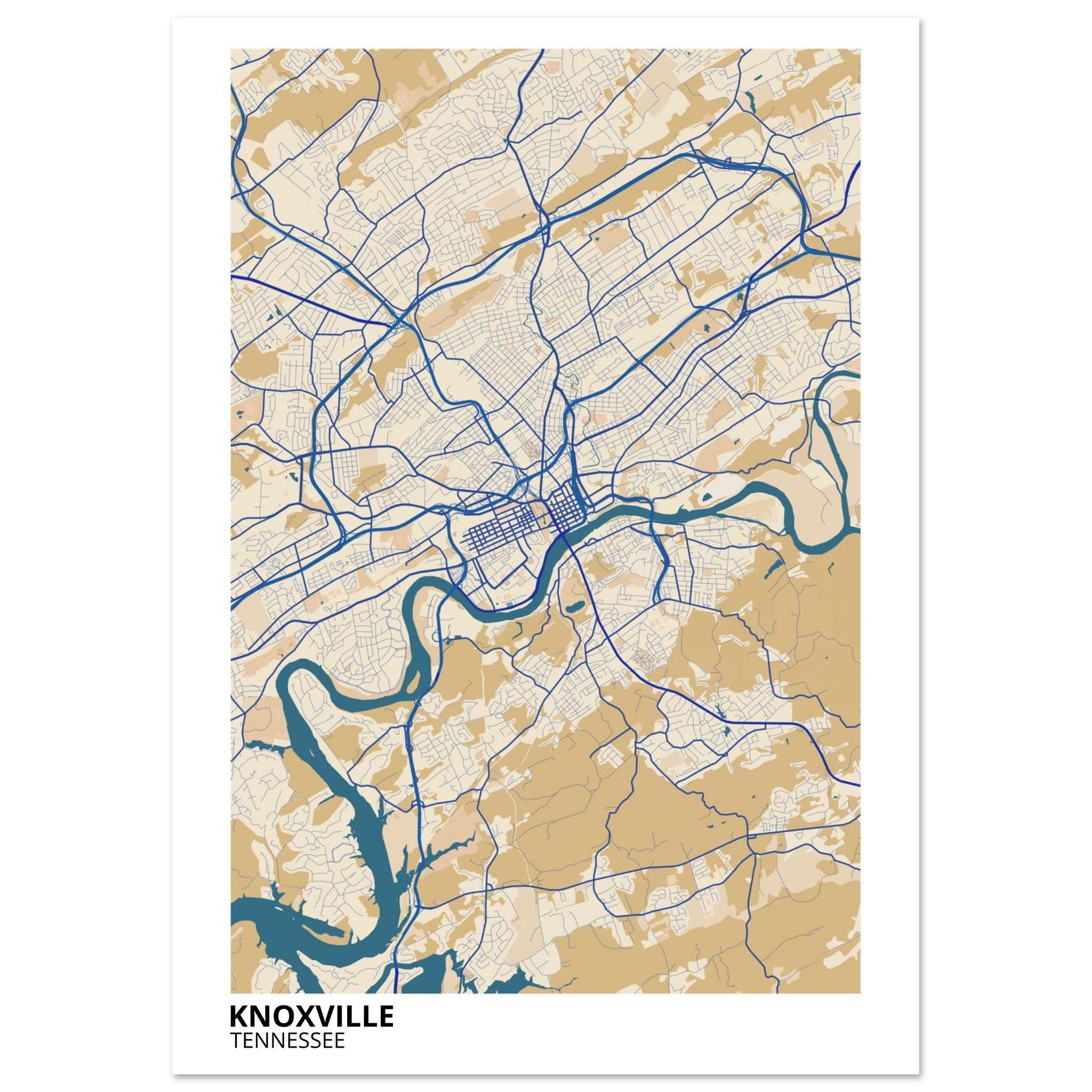 knoxville map poster print