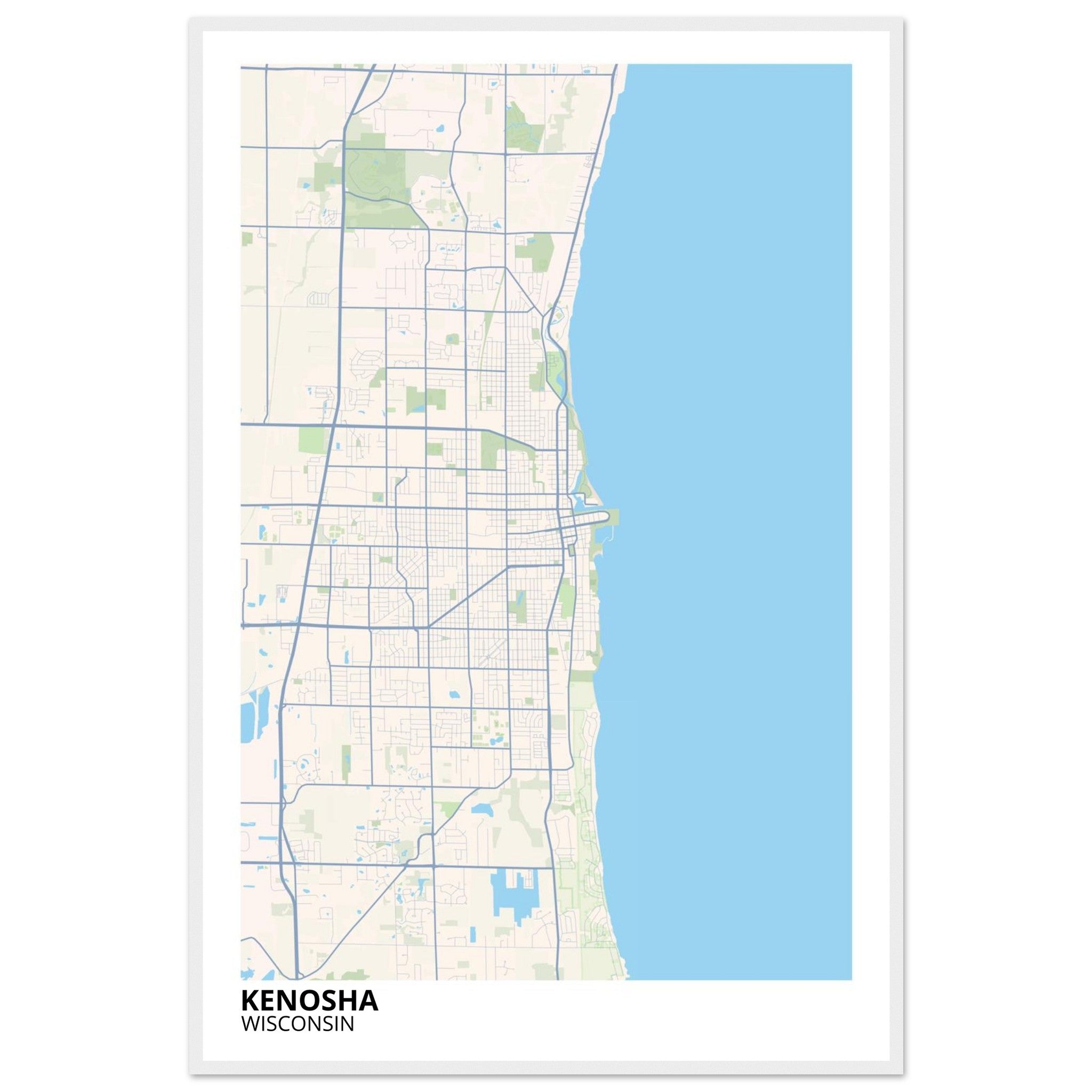 Kenosha Wisconsin City Map Poster | Custom Map Art Print - Ink And Atlas