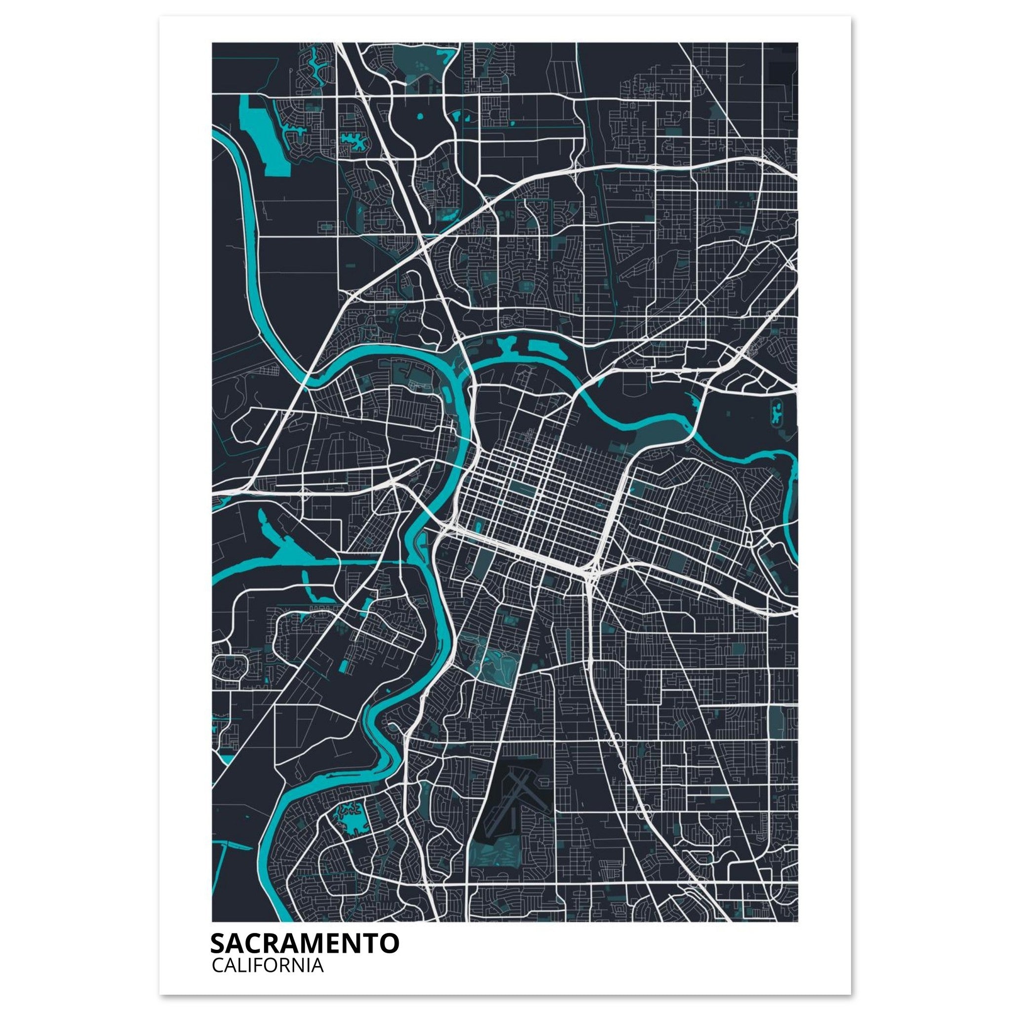 sacramento map poster print
