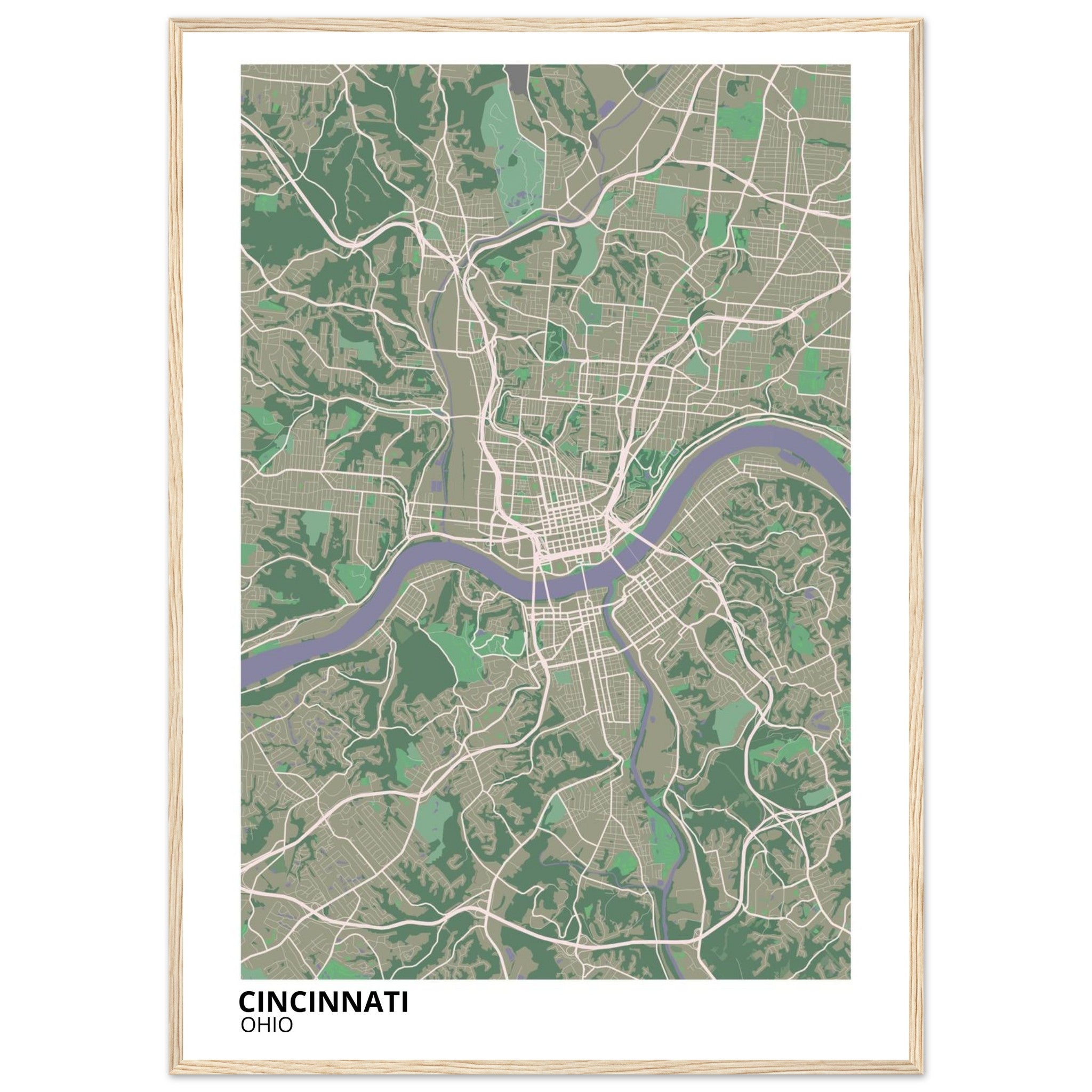 cincinnati map poster print