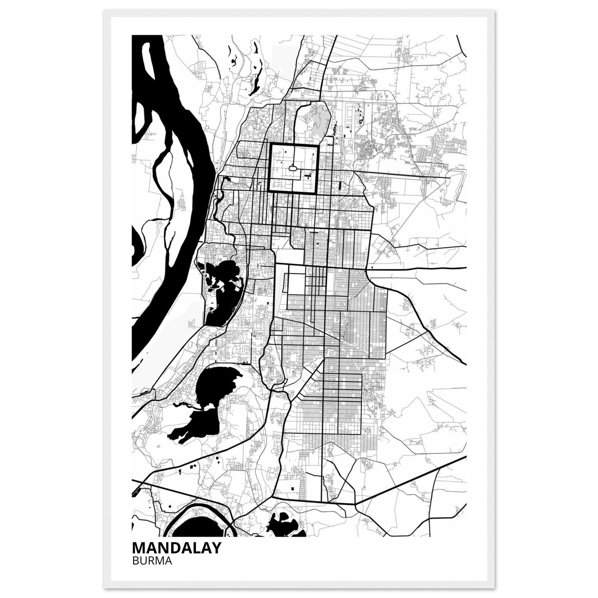 Mandalay Burma City Map Poster | Custom Map Art Print - Ink And Atlas