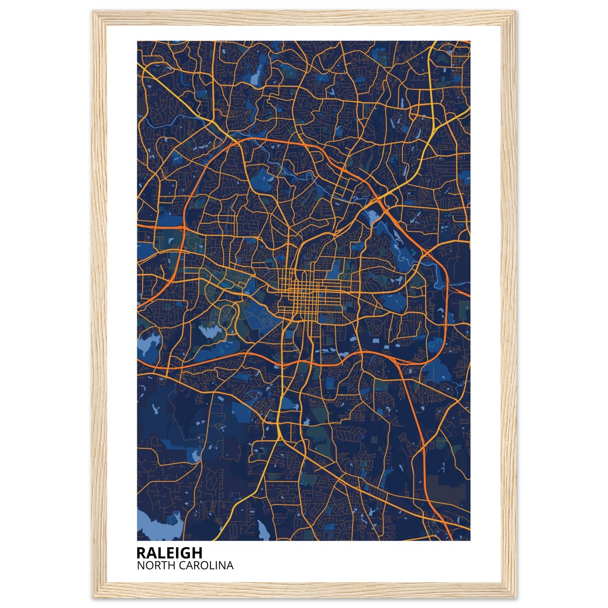 raleigh map poster print