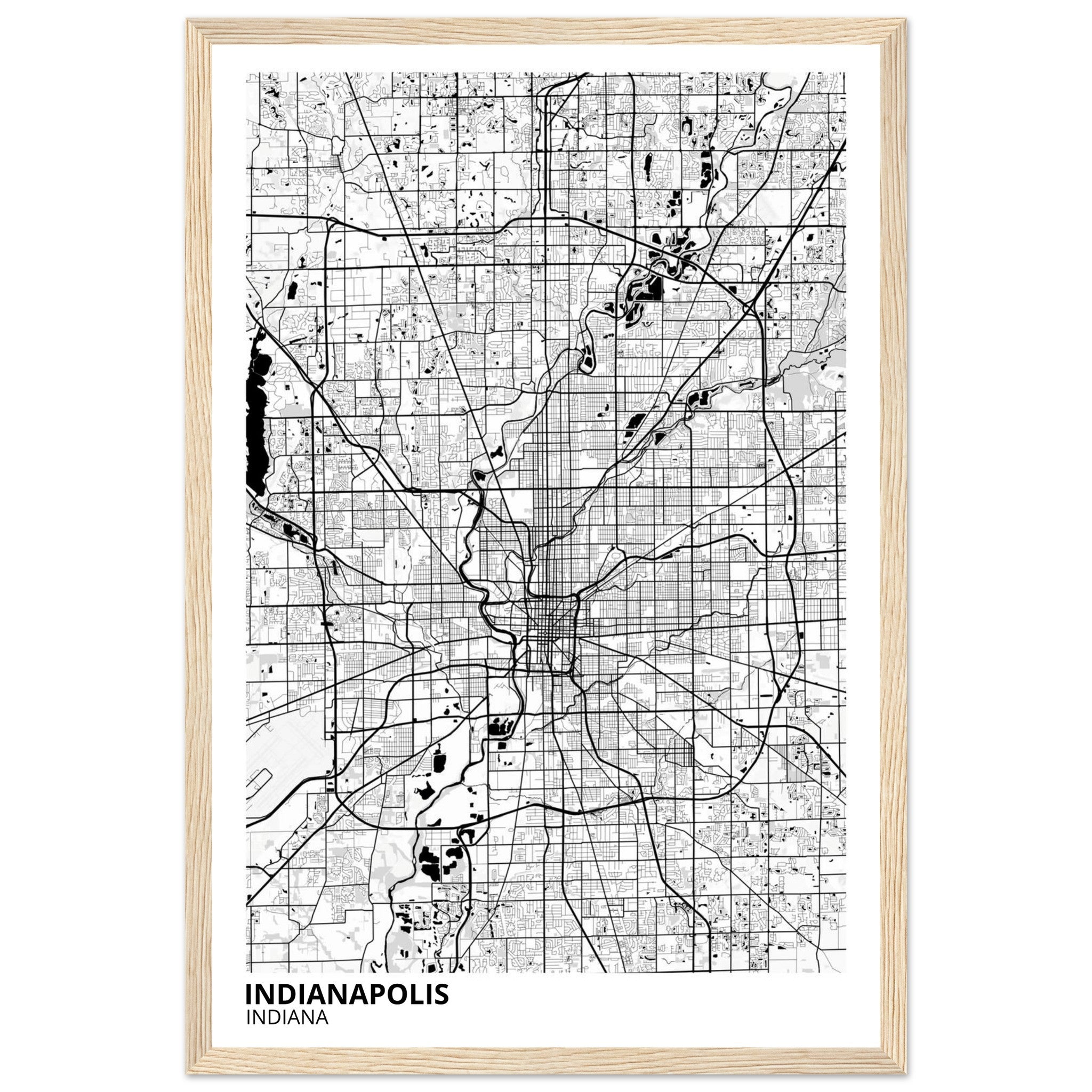 indianapolis map poster print