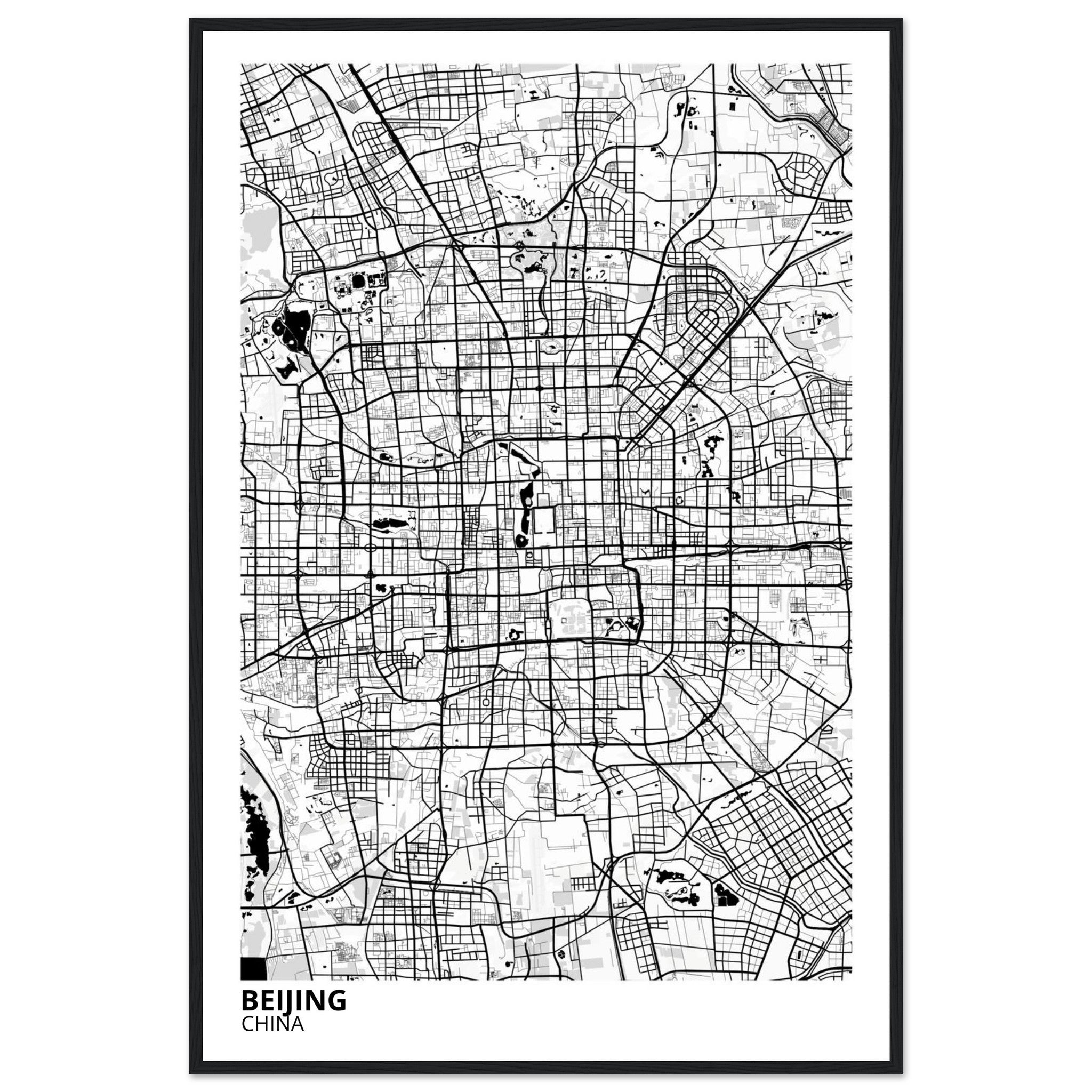 beijing china map poster print