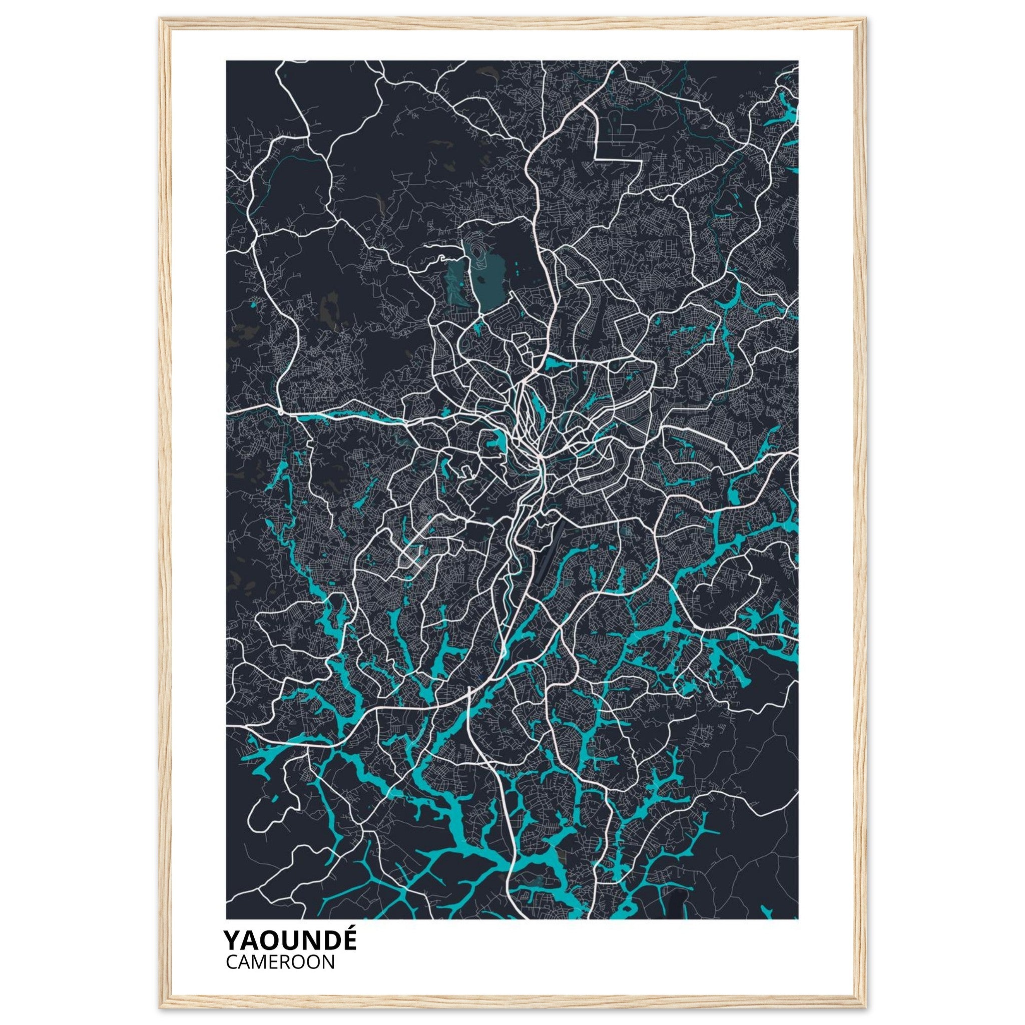 Yaounde Cameroon City Map Poster | Custom Map Art Print - Ink And Atlas