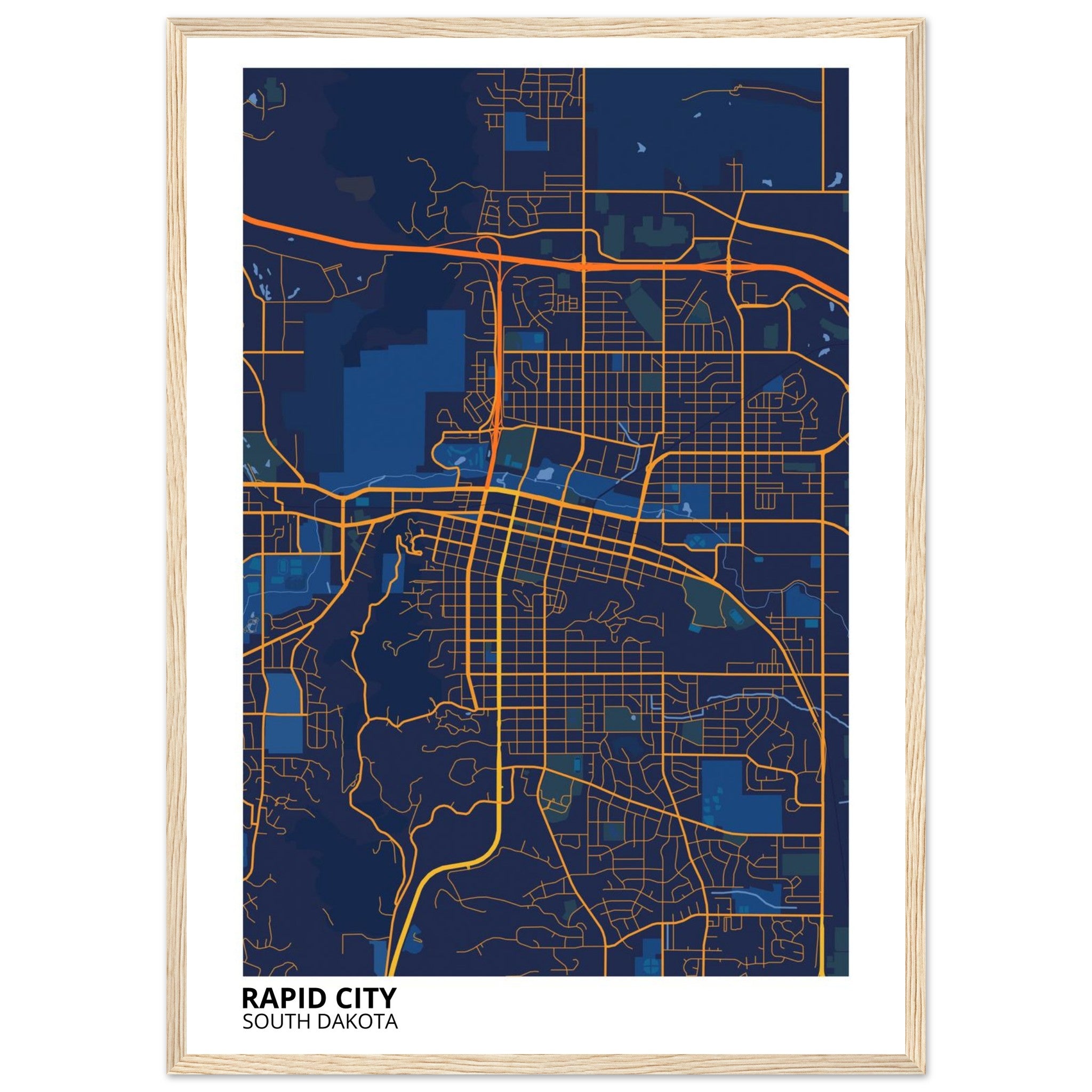 Rapid City South Dakota City Map Poster | Custom Map Art Print - Ink And Atlas