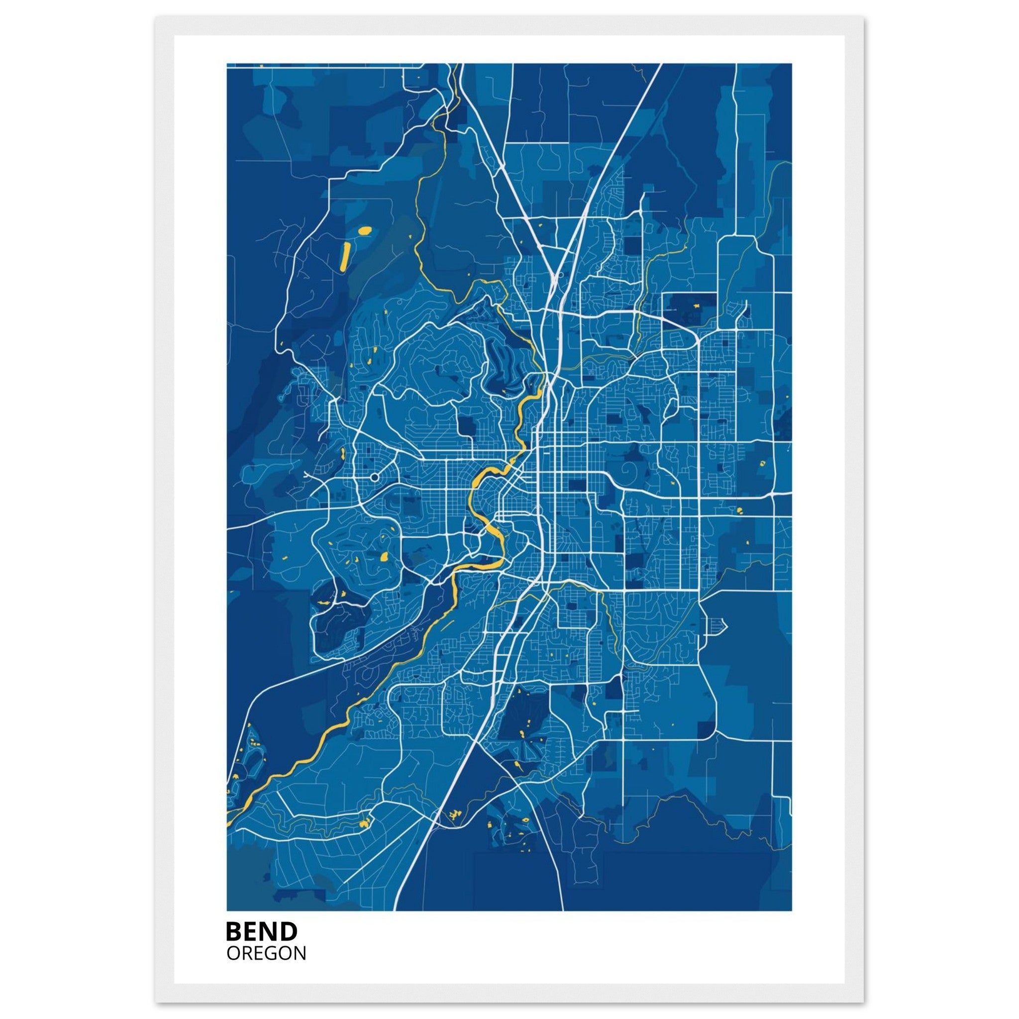 Bend Oregon City Map Poster | Custom Map Art Print - Ink And Atlas