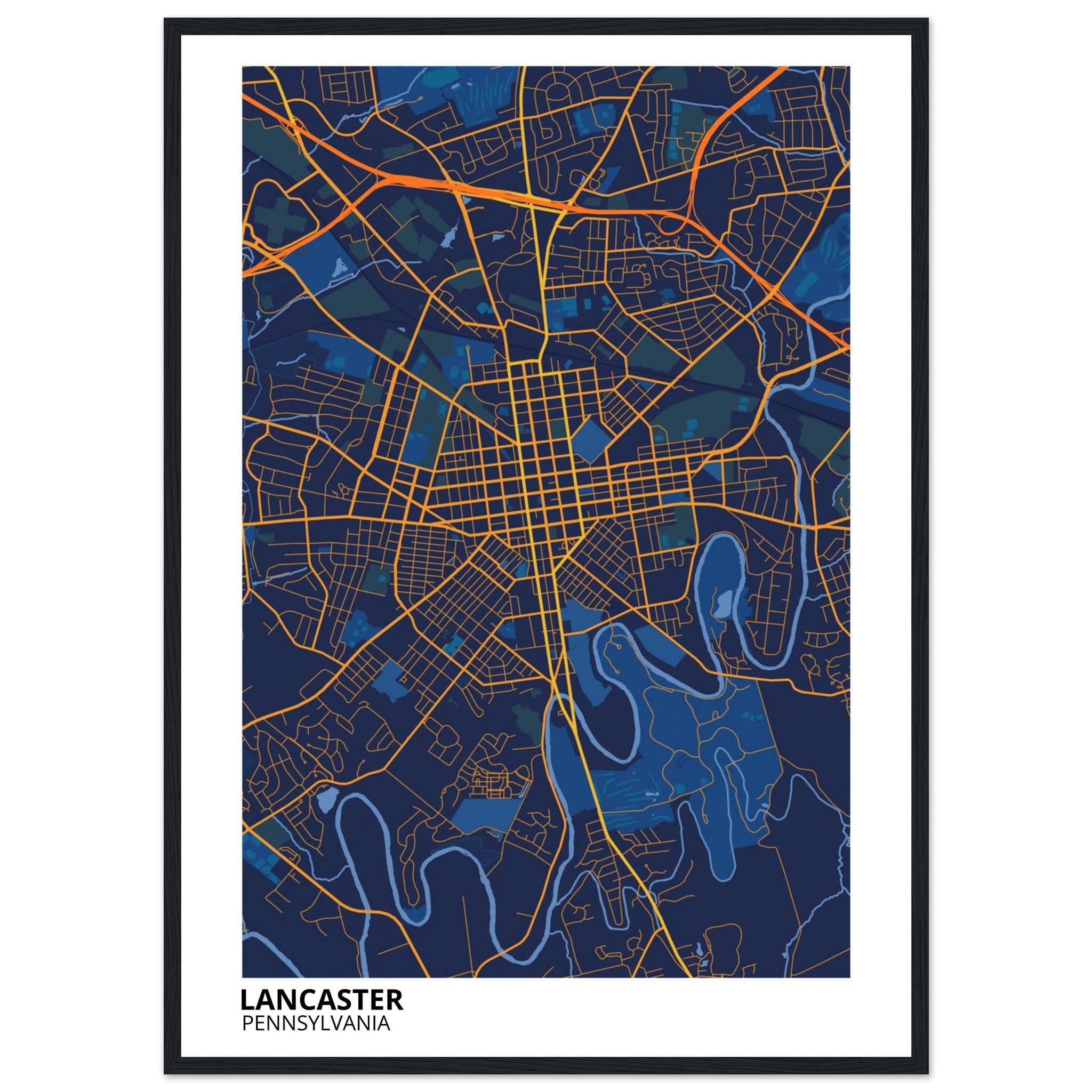 Lancaster Pennsylvania City Map Poster | Custom Map Art Print - Ink And Atlas