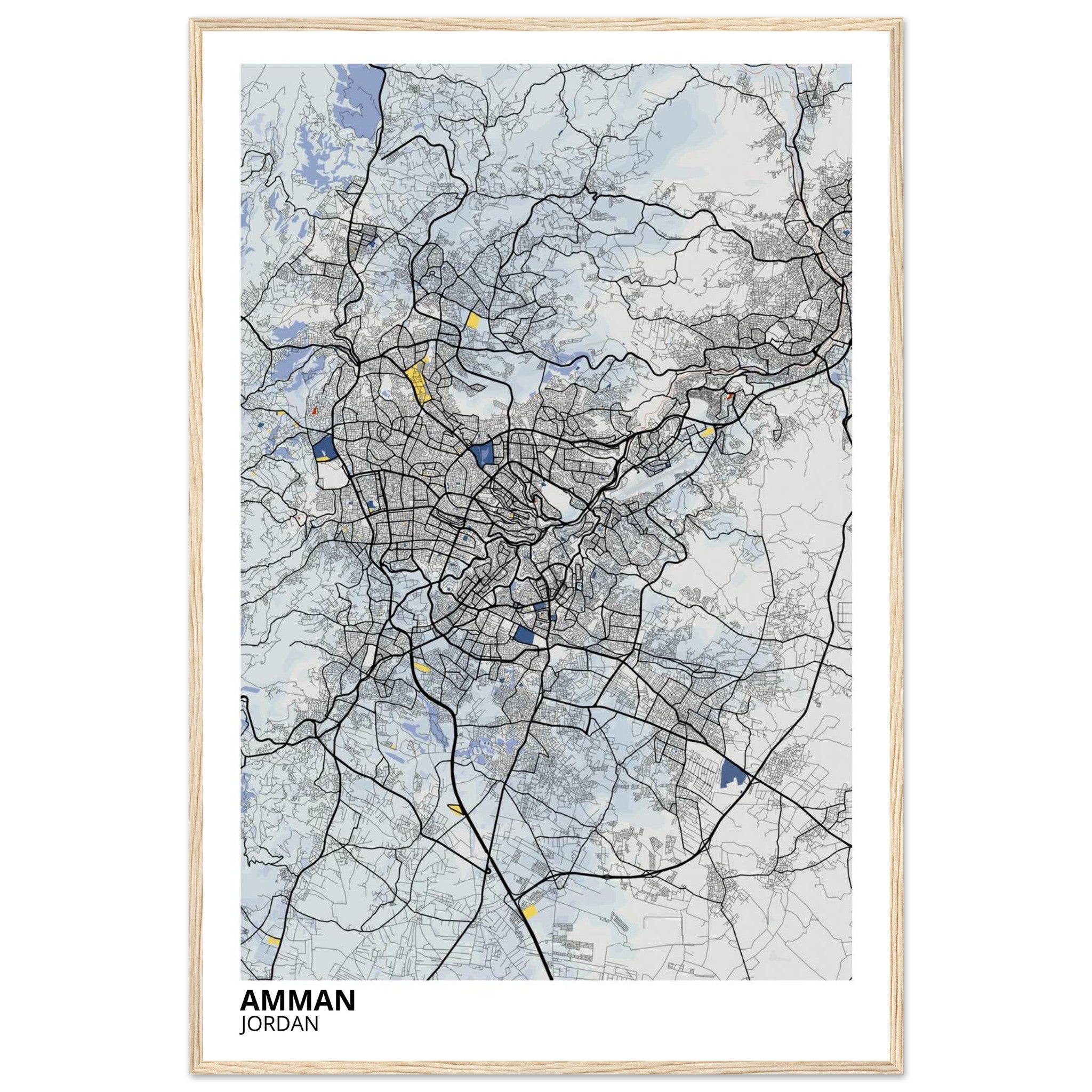 Amman Jordan City Map Poster | Custom Map Art Print - Ink And Atlas
