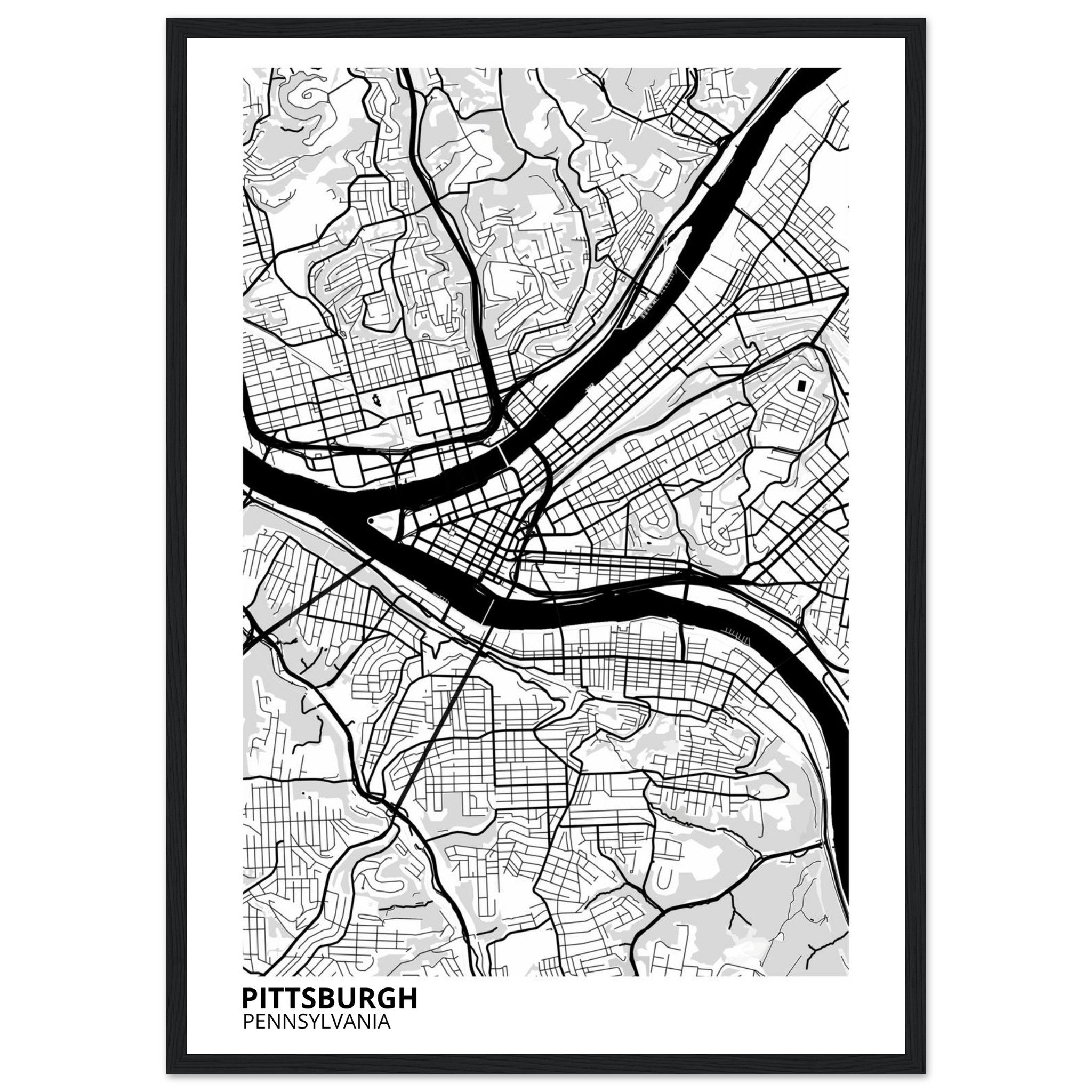 pittsburgh map poster print