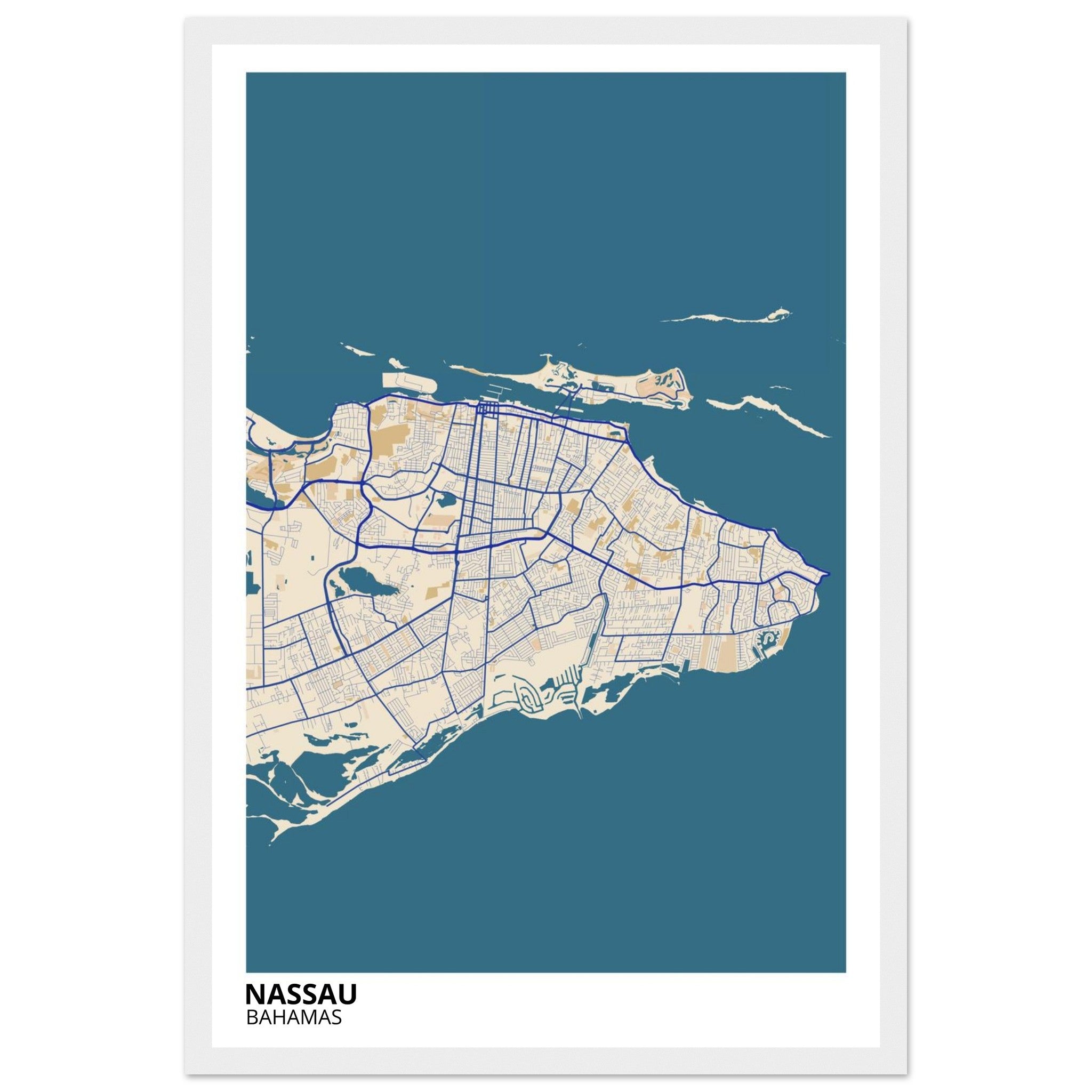 Nassau Bahamas City Map Poster | Custom Map Art Print - Ink And Atlas