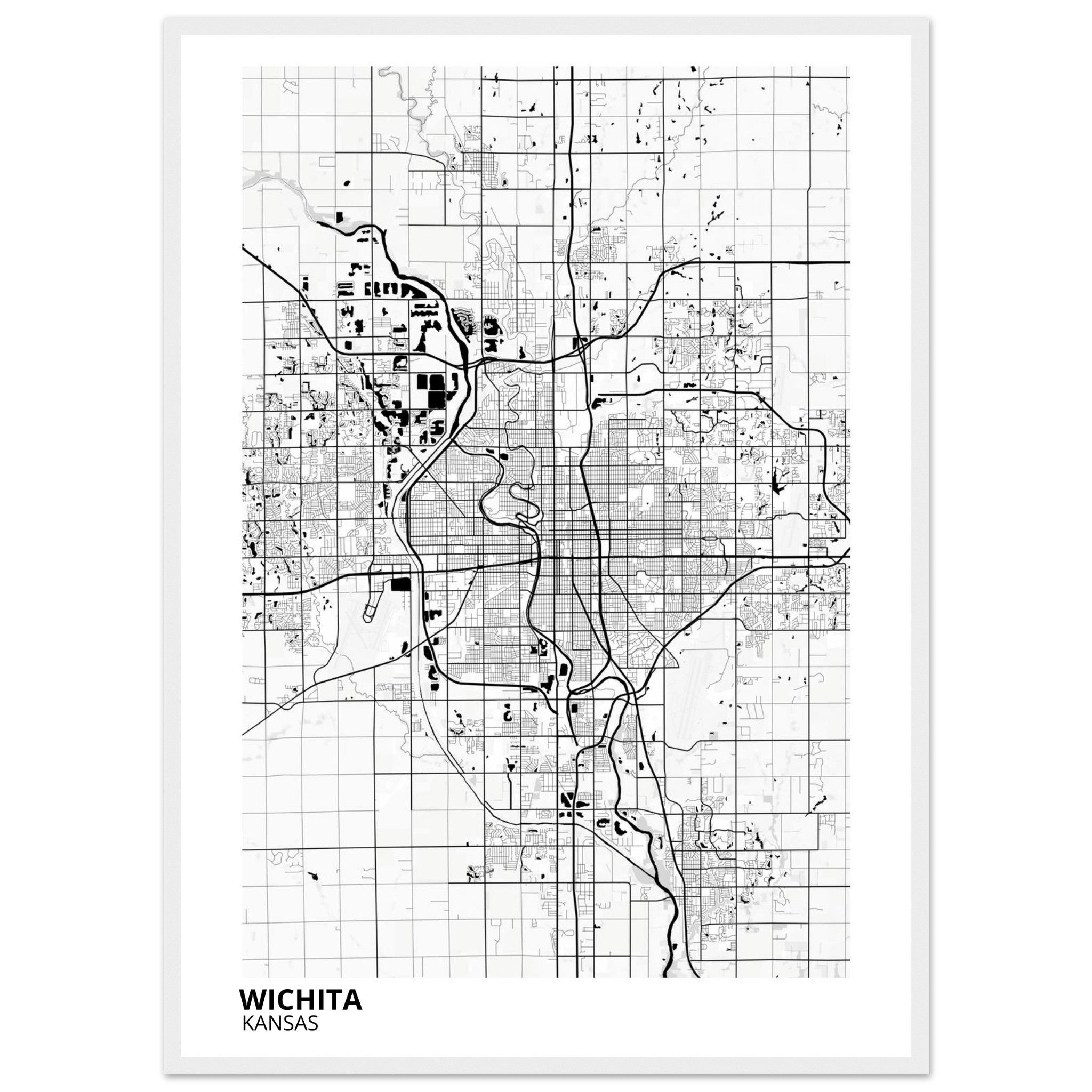 wichita map poster print