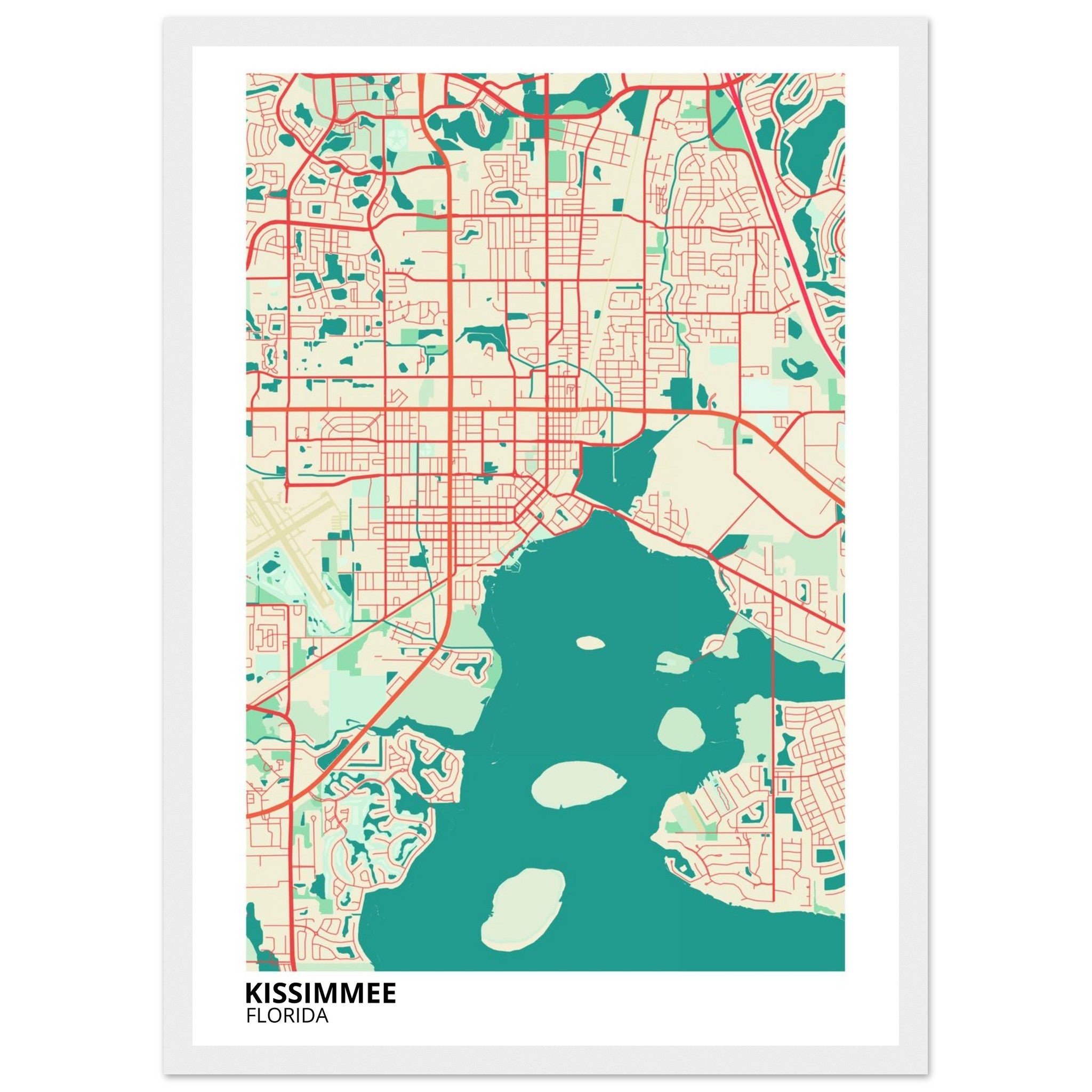 Kissimmee Florida City Map Poster | Custom Map Art Print - Ink And Atlas