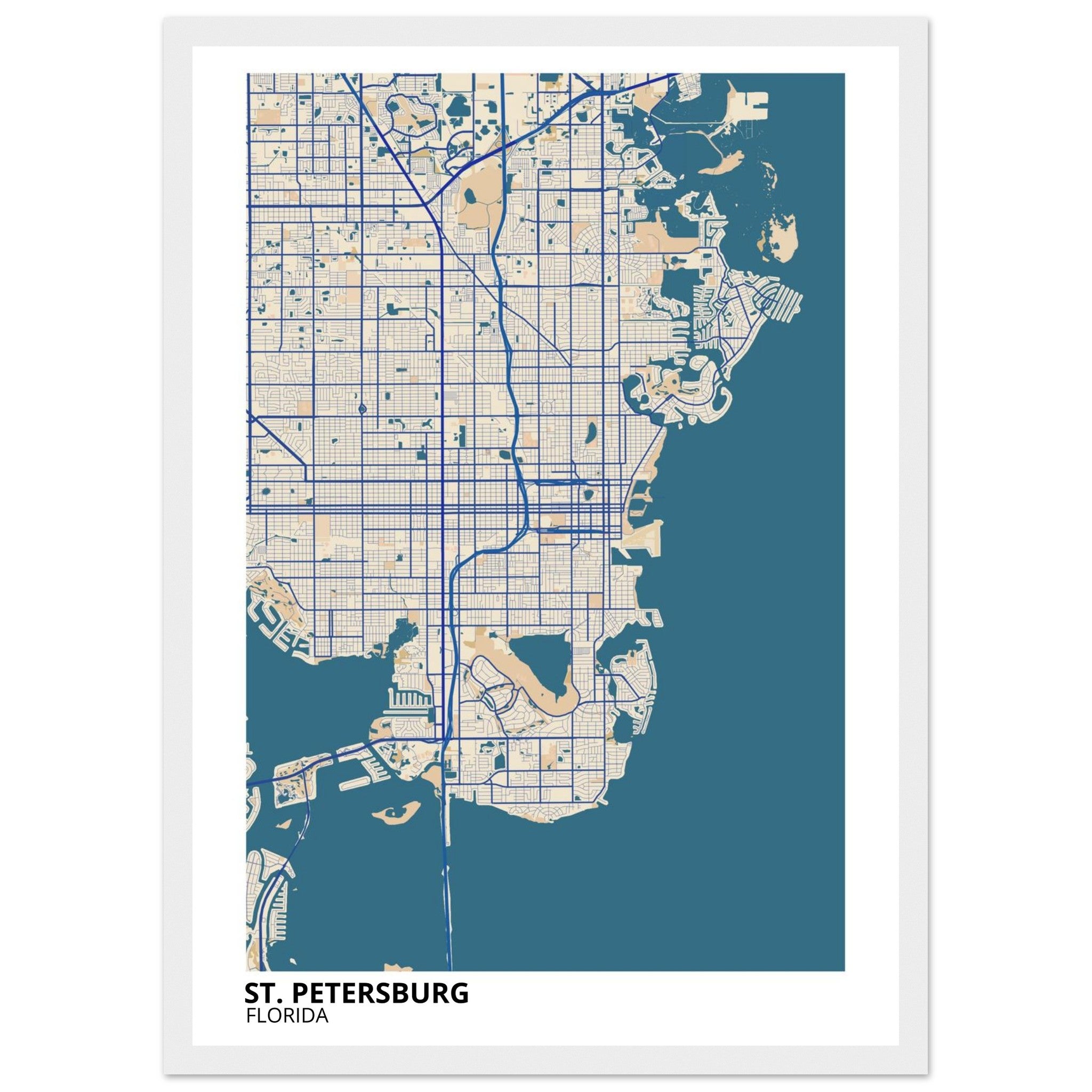 st petersburg florida map poster print