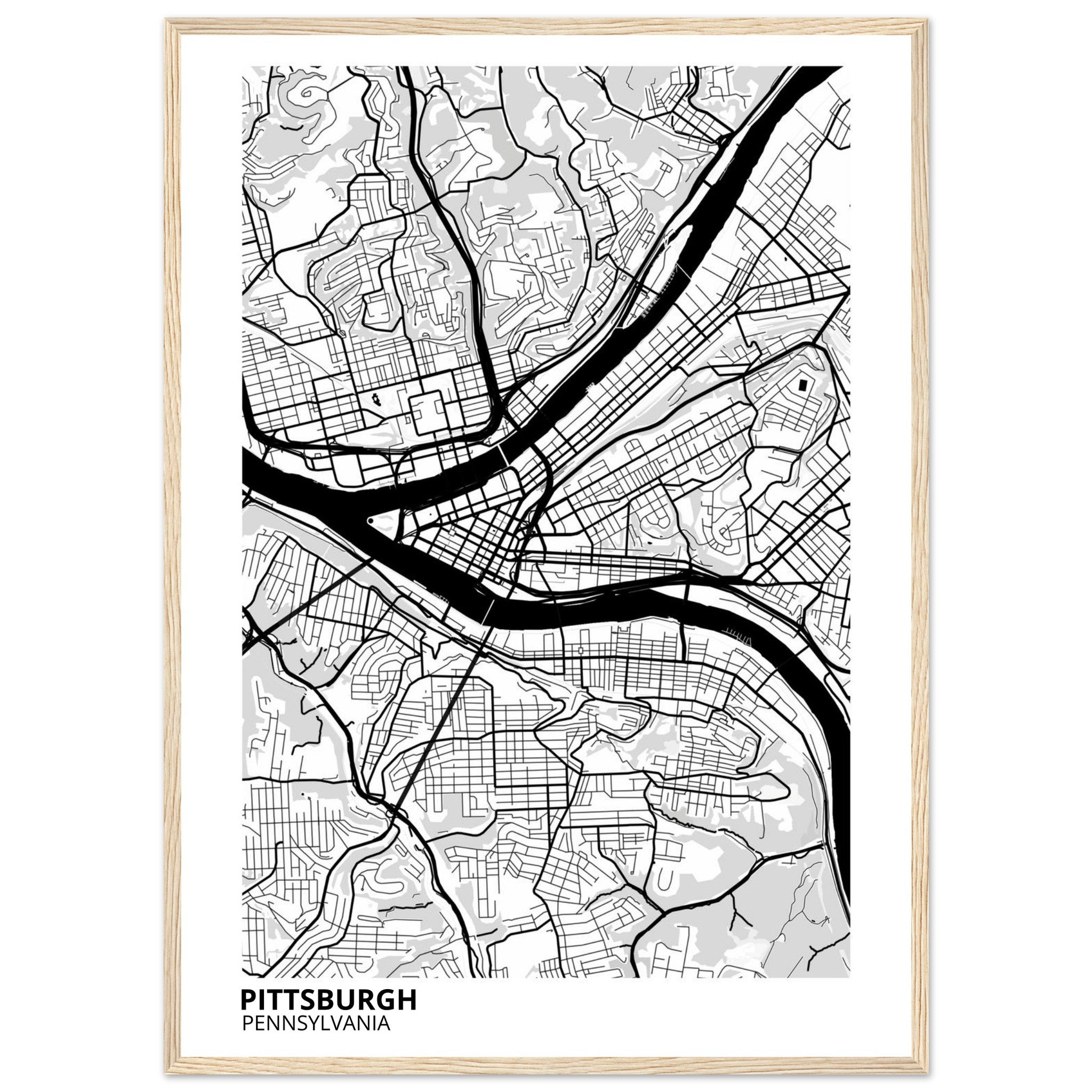 pittsburgh map poster print