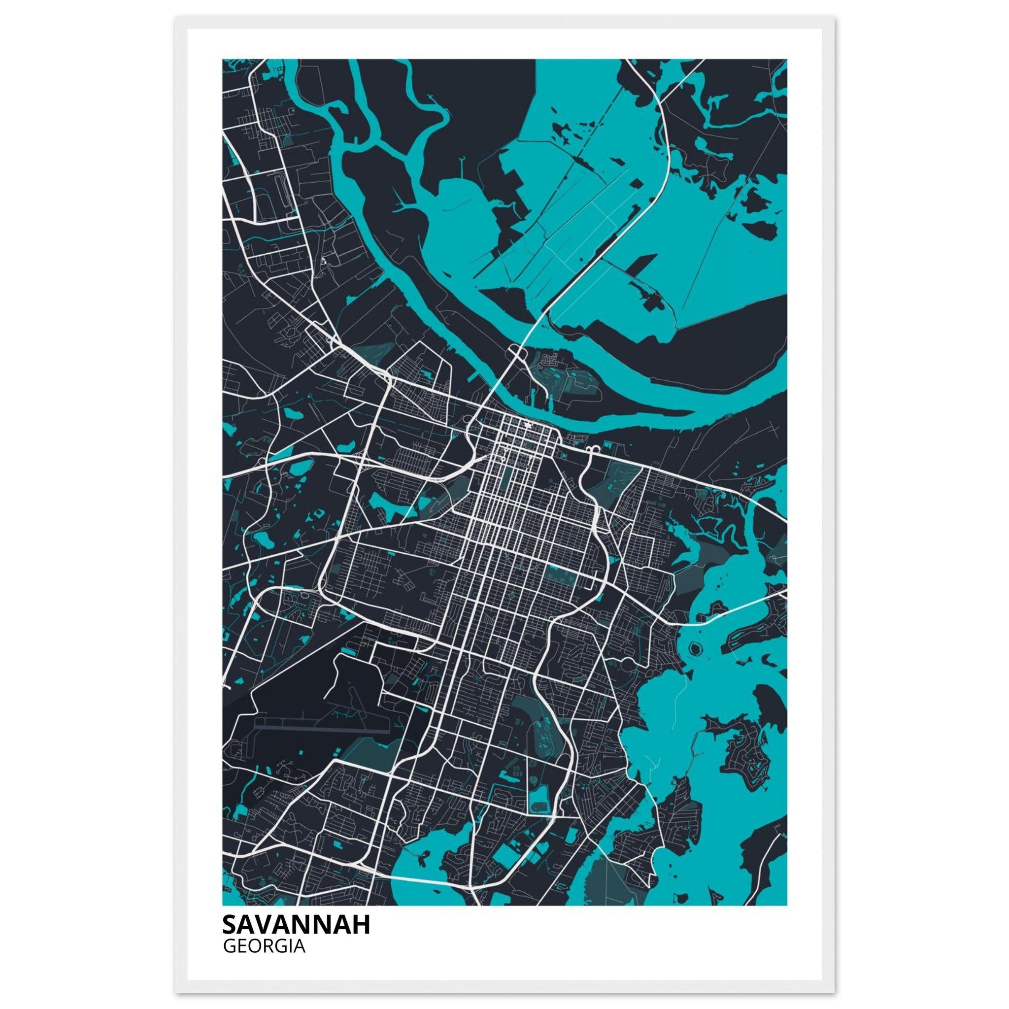 Savannah Georgia City Map Poster | Custom Map Art Print - Ink And Atlas