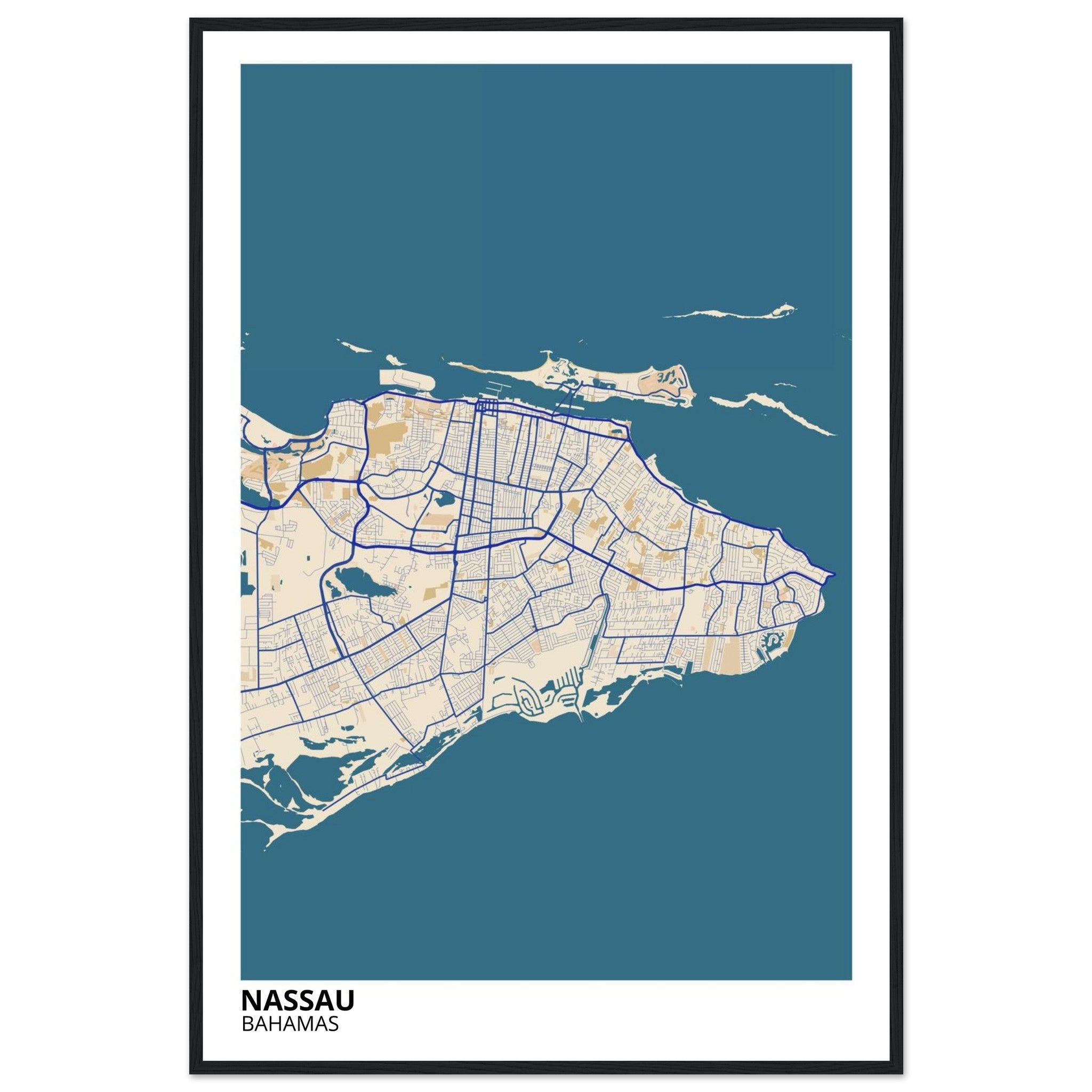 Nassau Bahamas City Map Poster | Custom Map Art Print - Ink And Atlas