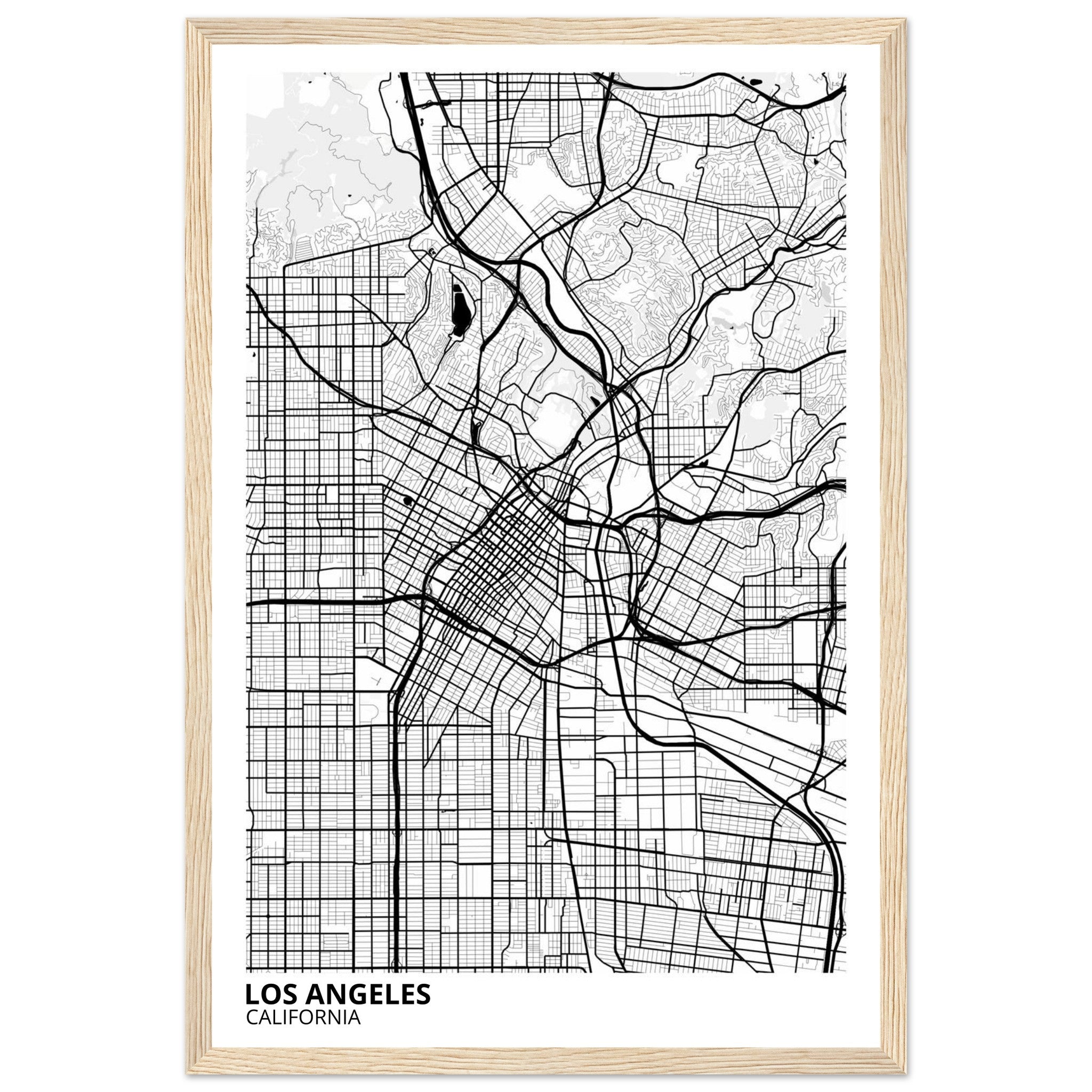 los angeles map poster print