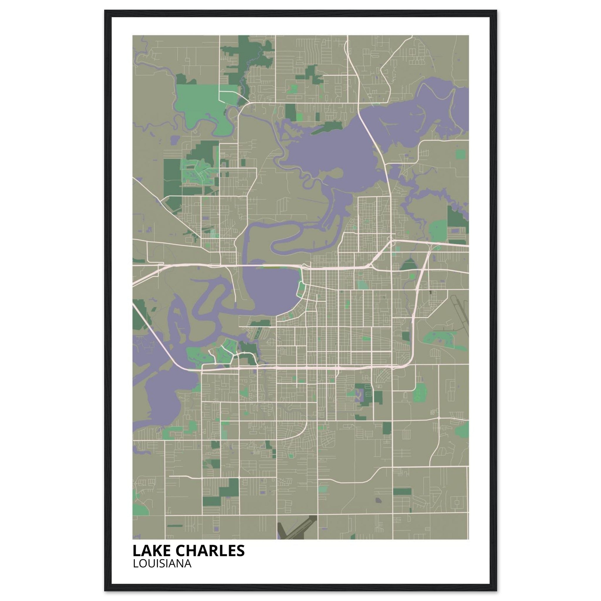 Lake Charles Louisiana City Map Poster | Custom Map Art Print - Ink And Atlas