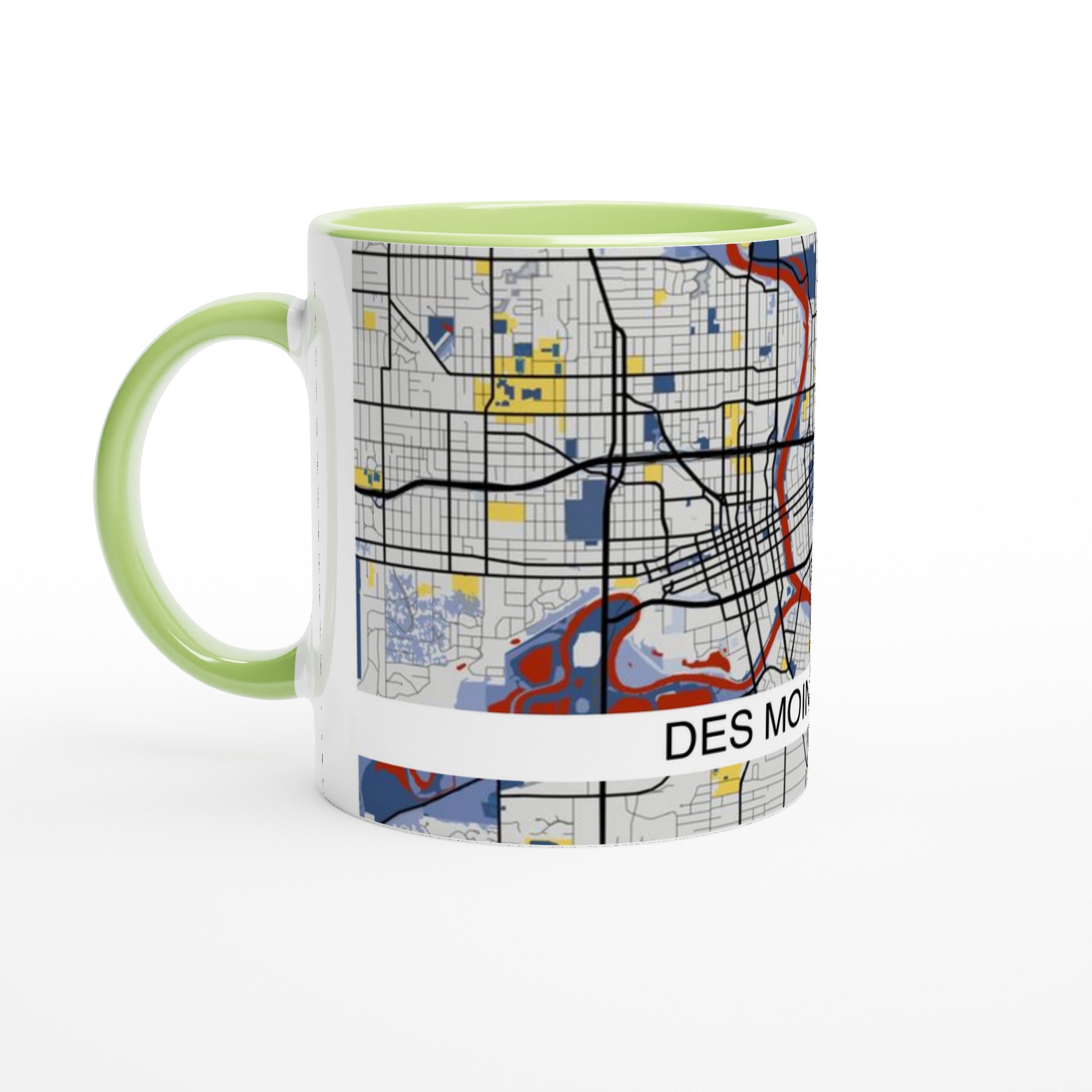 Des Moines Iowa Modern City Map Mug (11oz) - Ink And Atlas