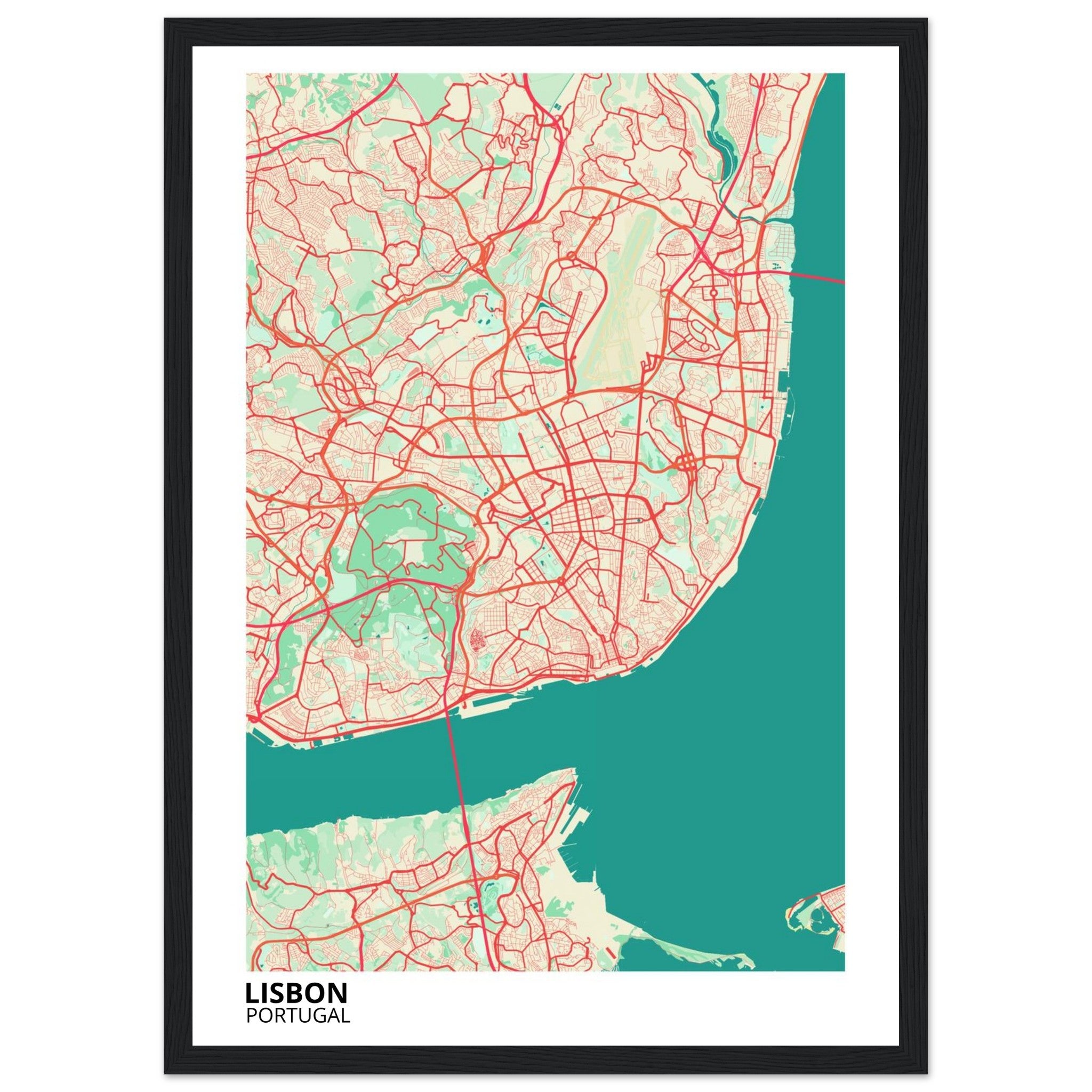 Lisbon Portugal City Map Poster | Custom Map Art Print - Ink And Atlas