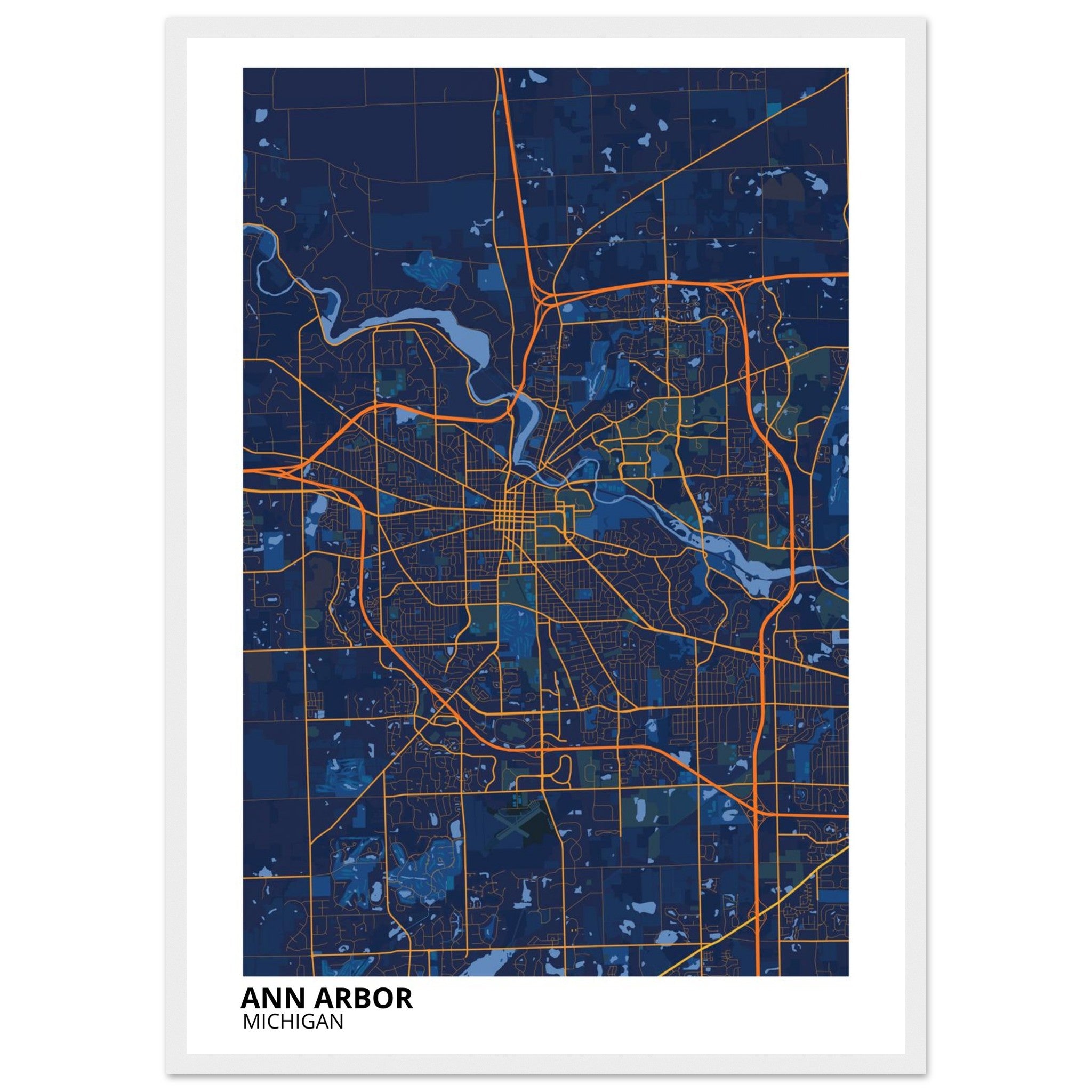Ann Arbor Michigan City Map Poster | Custom Map Art Print - Ink And Atlas