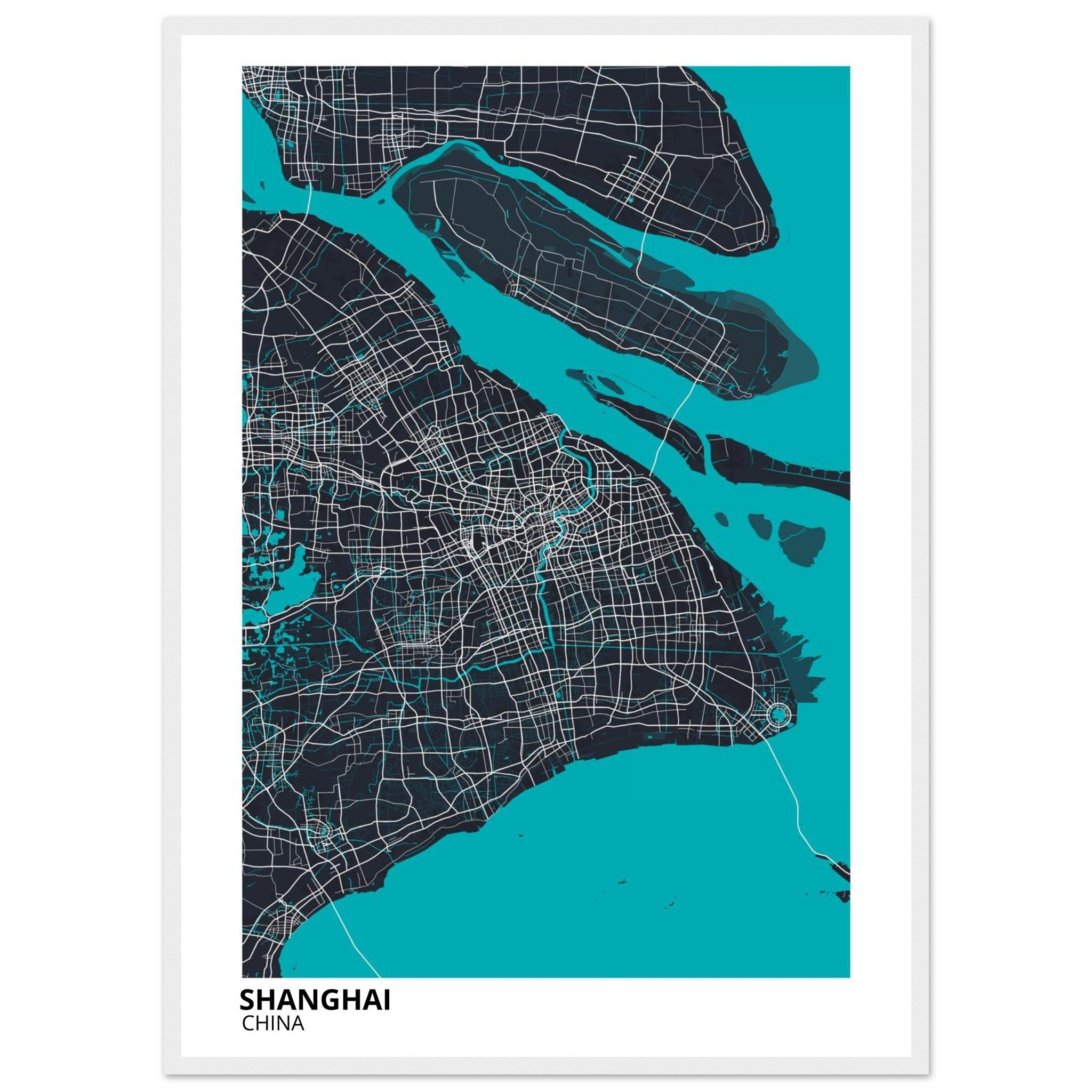 shanghai china map poster print