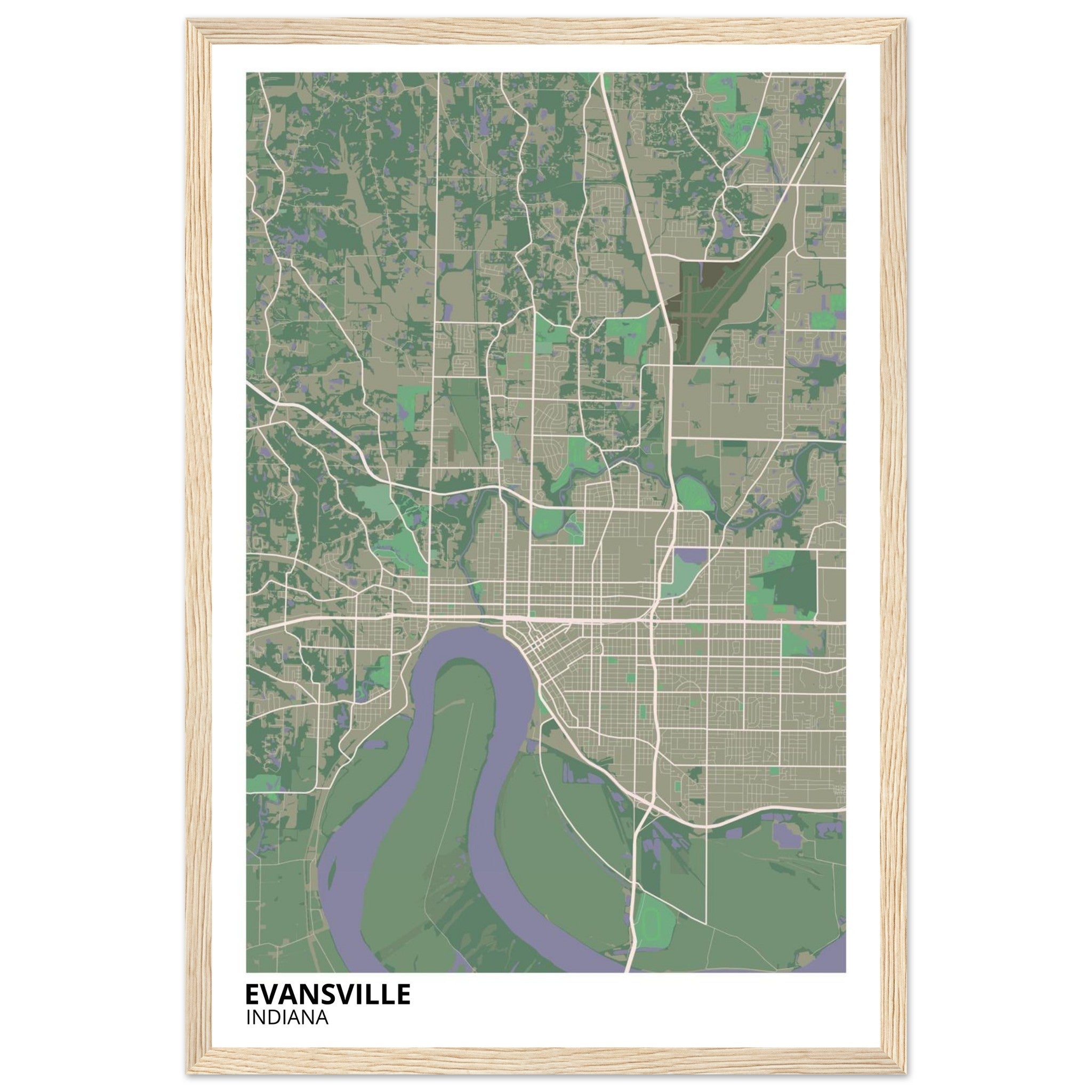 Evansville Indiana City Map Poster | Custom Map Art Print - Ink And Atlas