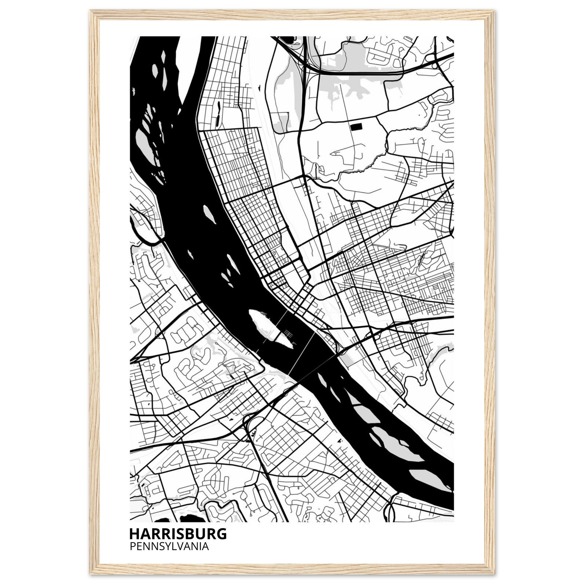 harrisburg map poster print