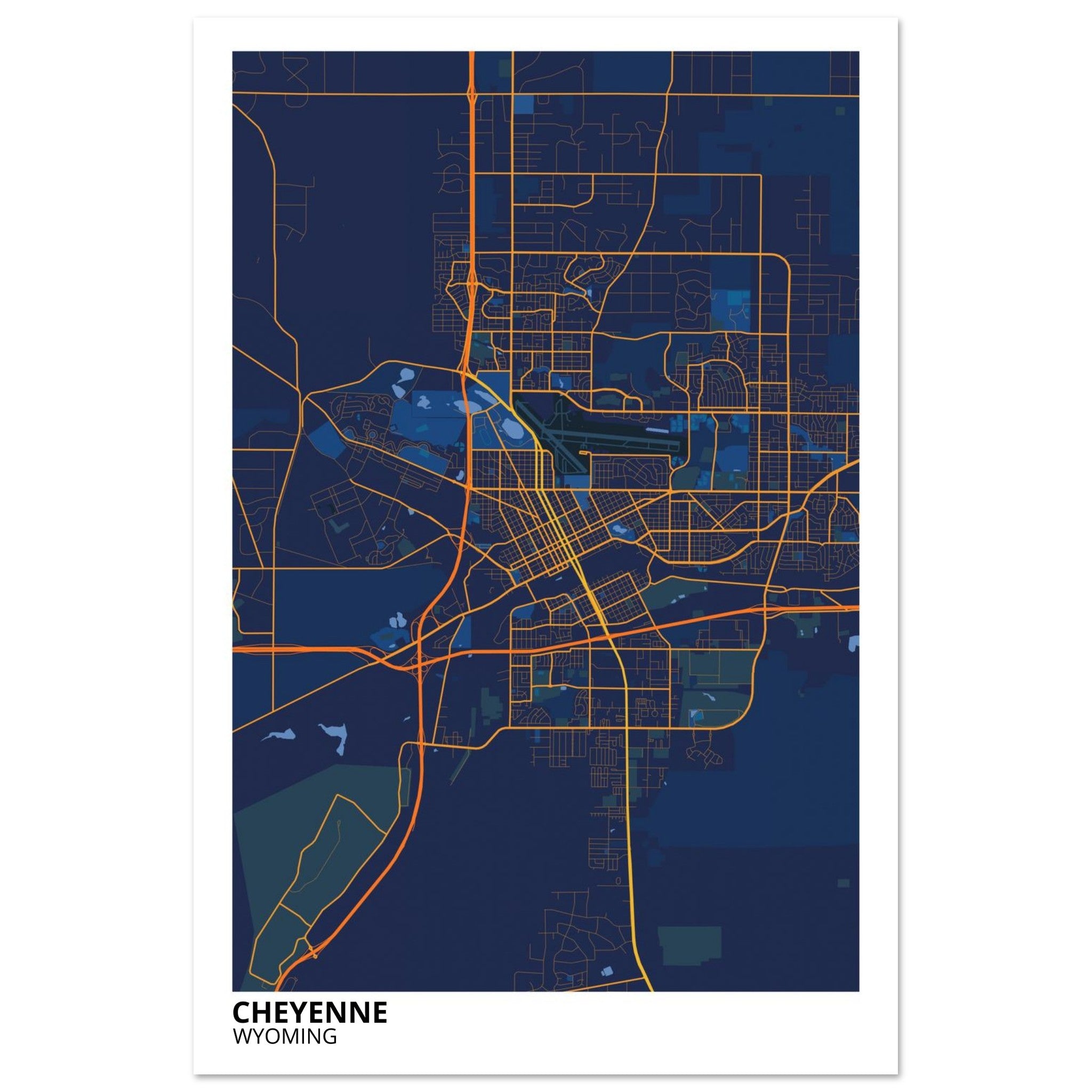 cheyenne map poster print