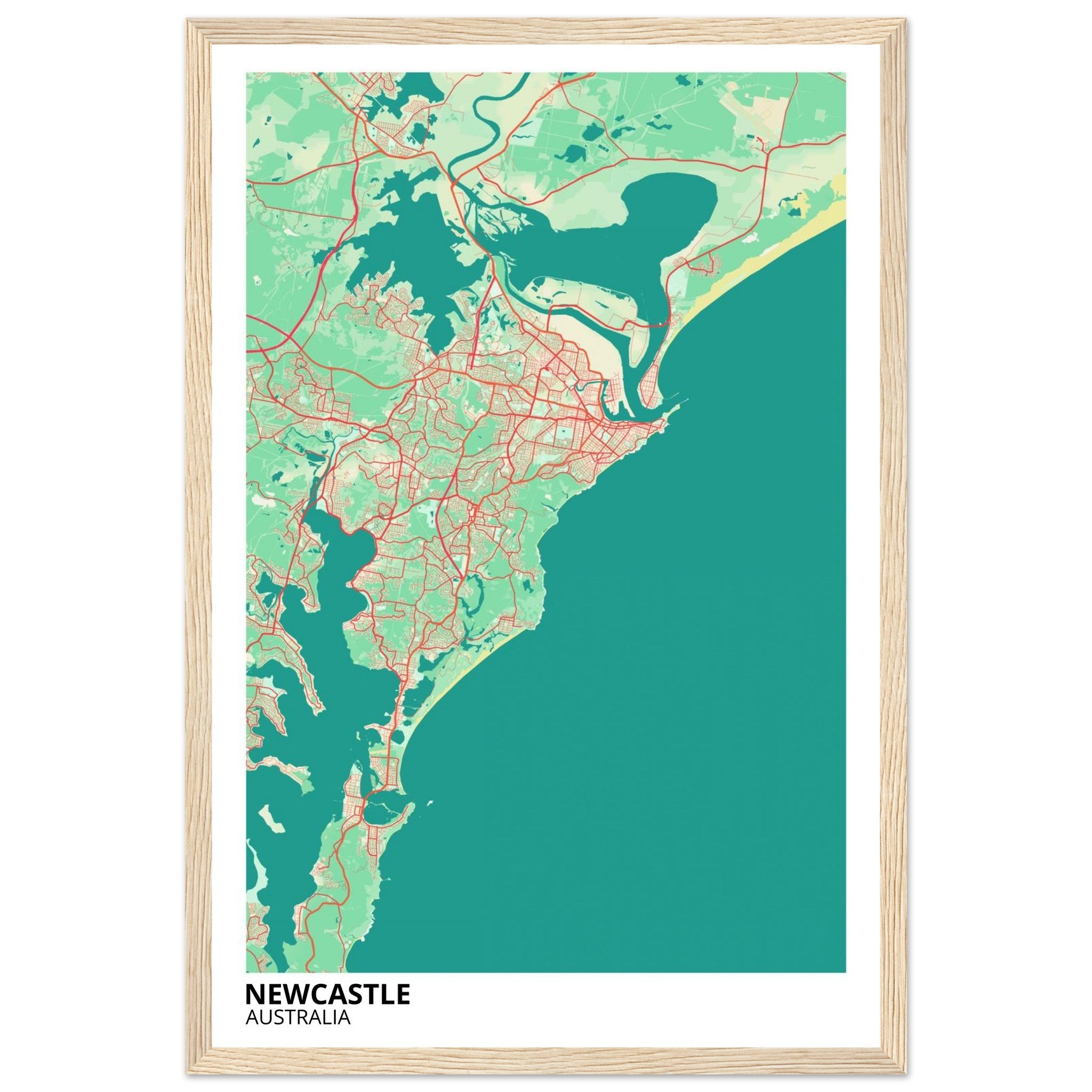 Newcastle Australia City Map Poster | Custom Map Art Print - Ink And Atlas