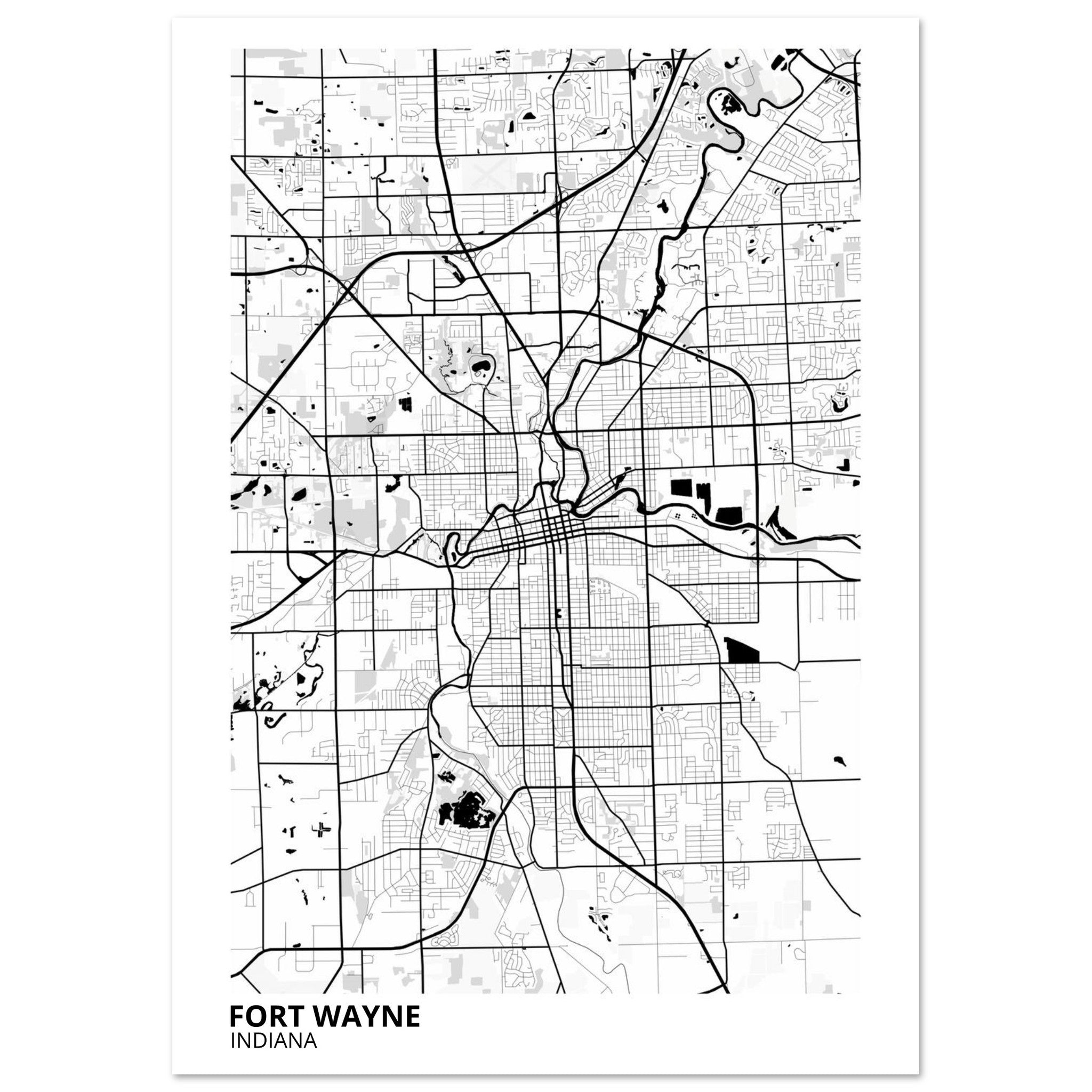 Fort Wayne Indiana City Map Poster | Custom Map Art Print - Ink And Atlas