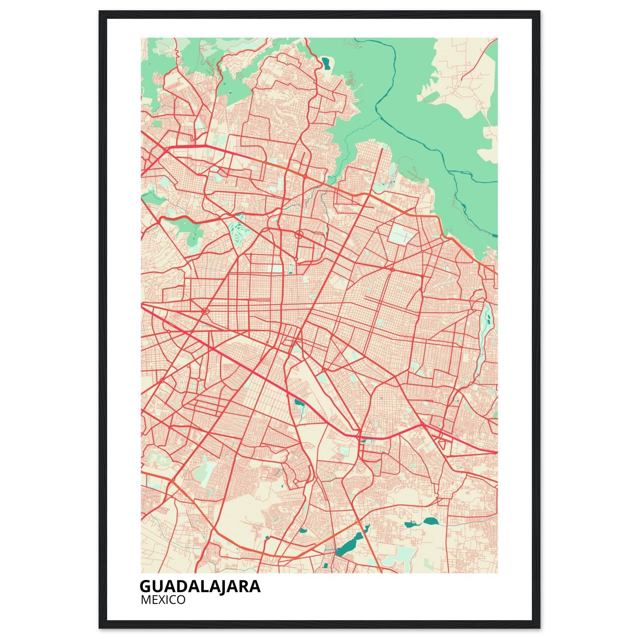 Guadalajara Mexico City Map Poster | Custom Map Art Print - Ink And Atlas